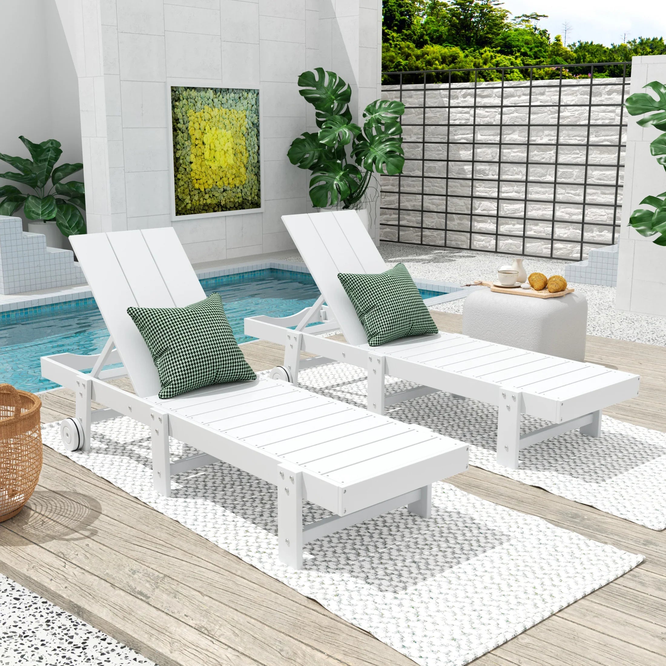 Palms Modern Poly Reclining Chaise Lounge With Wheels