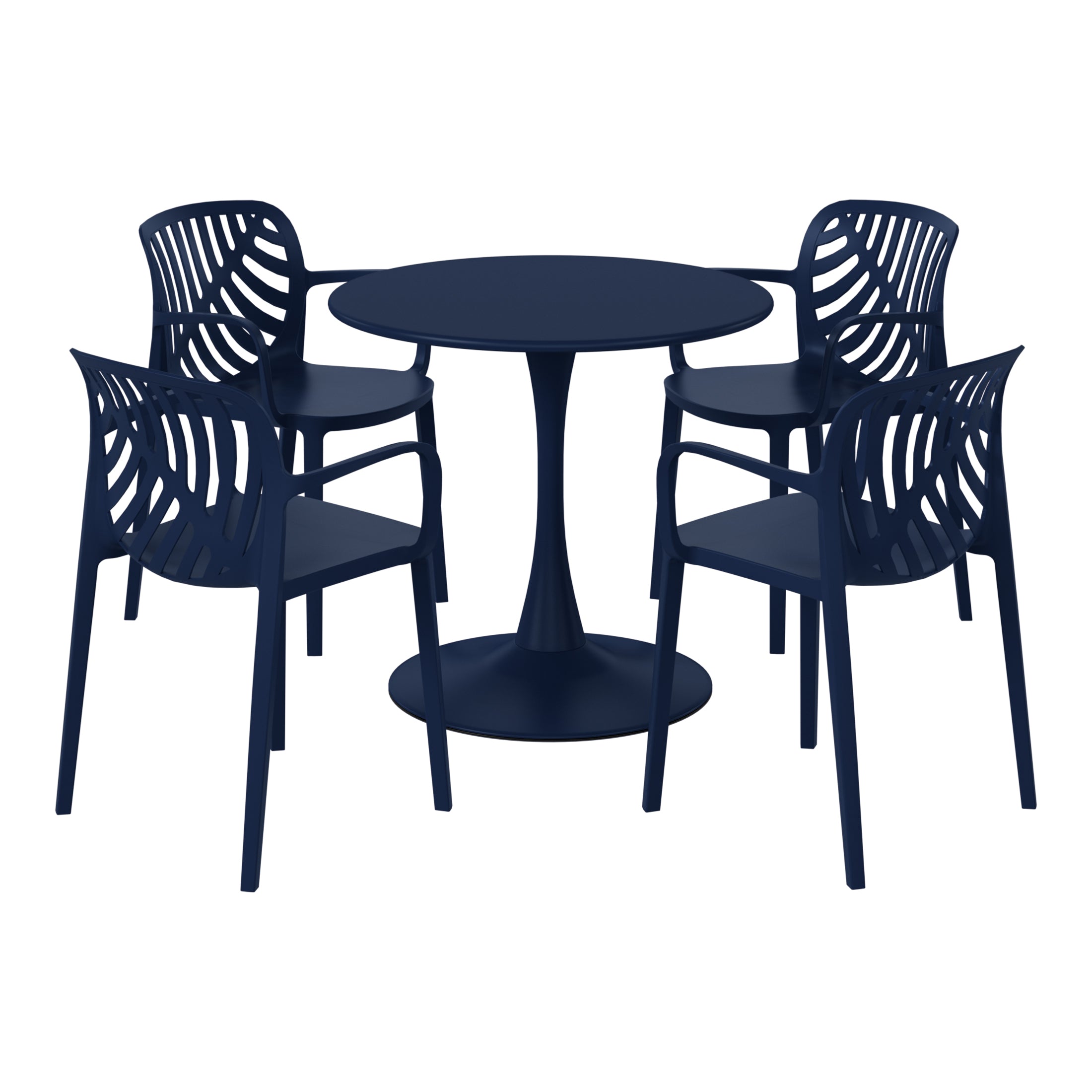Sunshine 5-Piece Outdoor Indoor Metal Patio Dining Table Set With Stackable Patio Arm Chairs