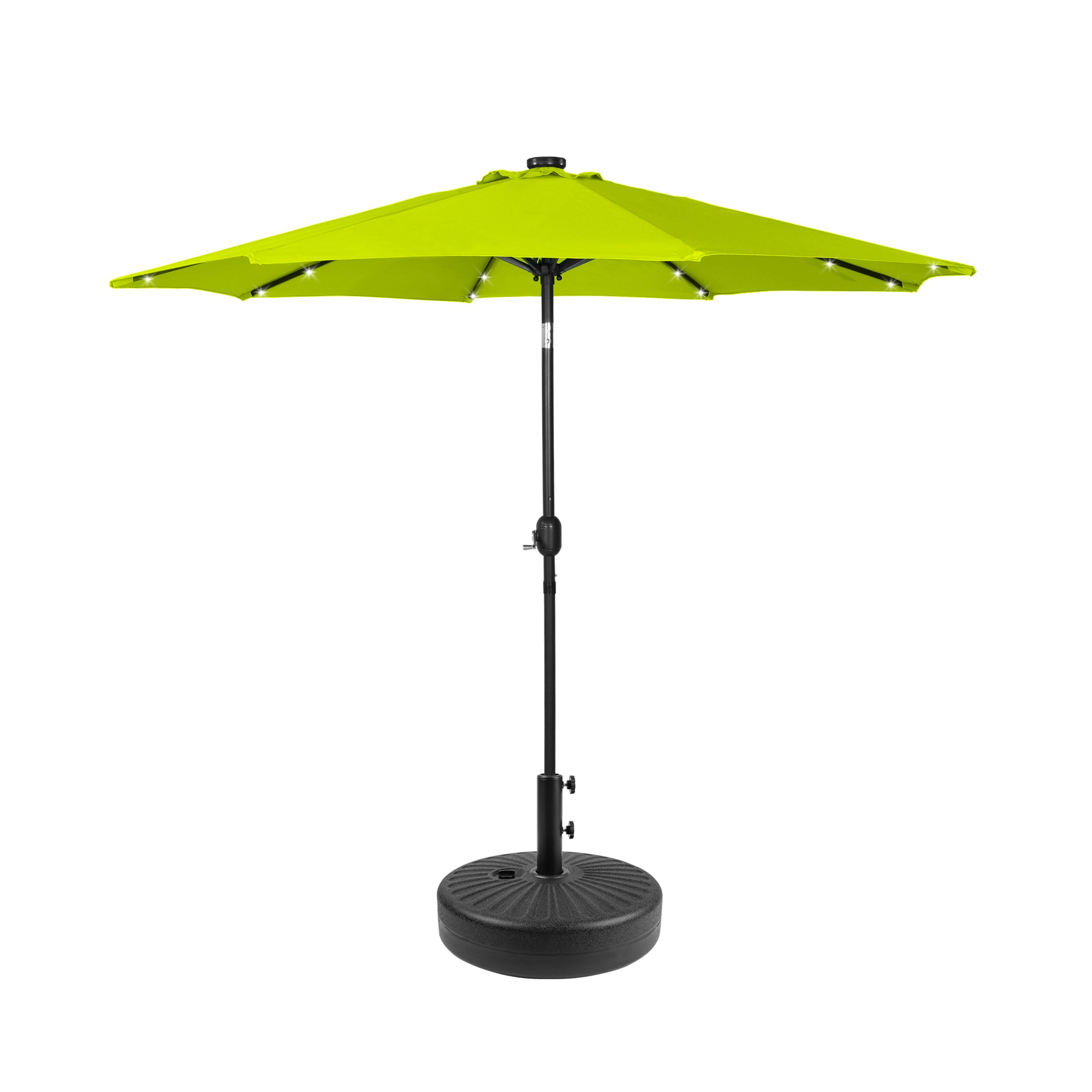 Westlake 9 ft. Patio Solar Power LED lights Market Umbrella with Black color round free standing weight base kit