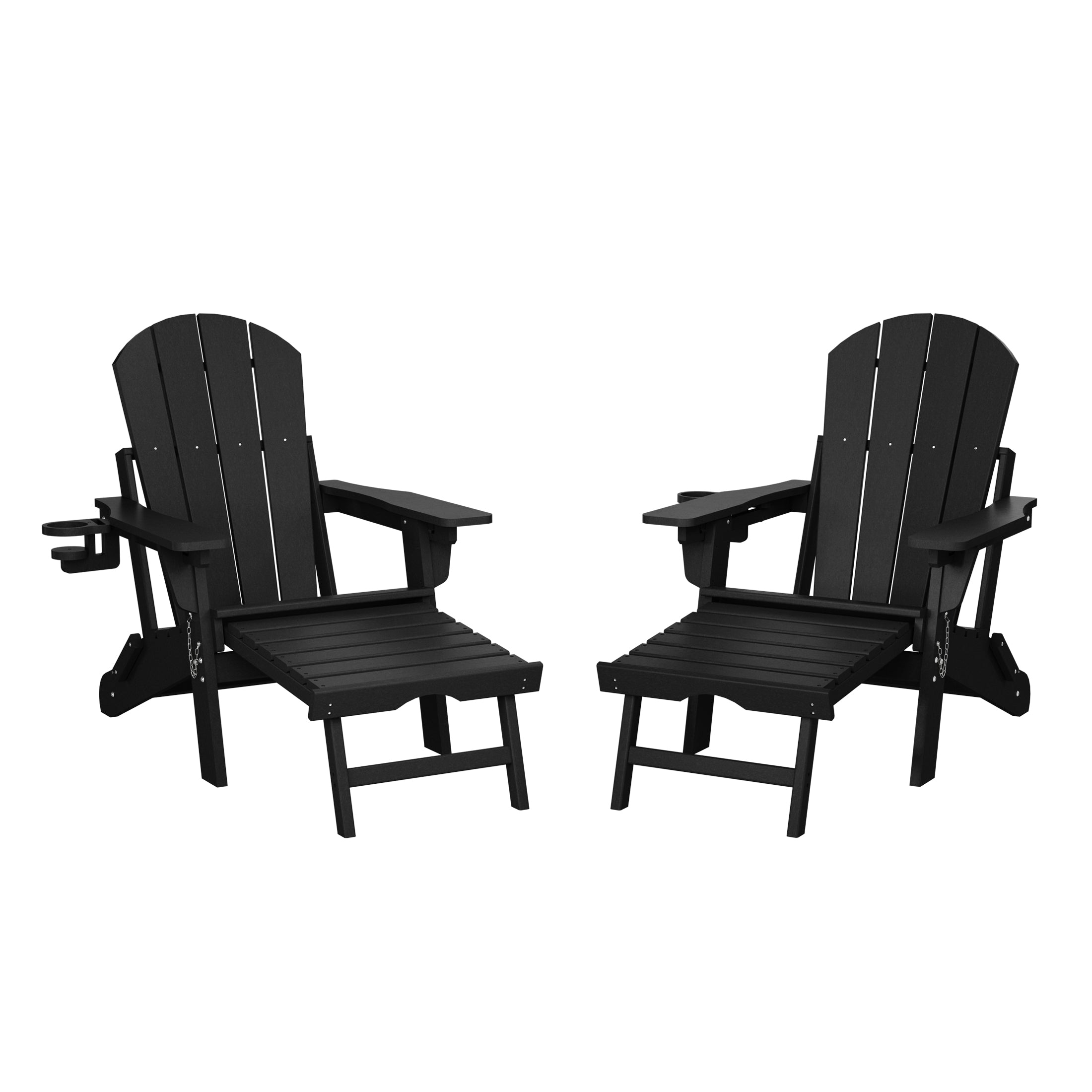 Paradise Folding Adjustable Adirondack Chair with Retractable Ottoman and Cup Holder (Set of 2)