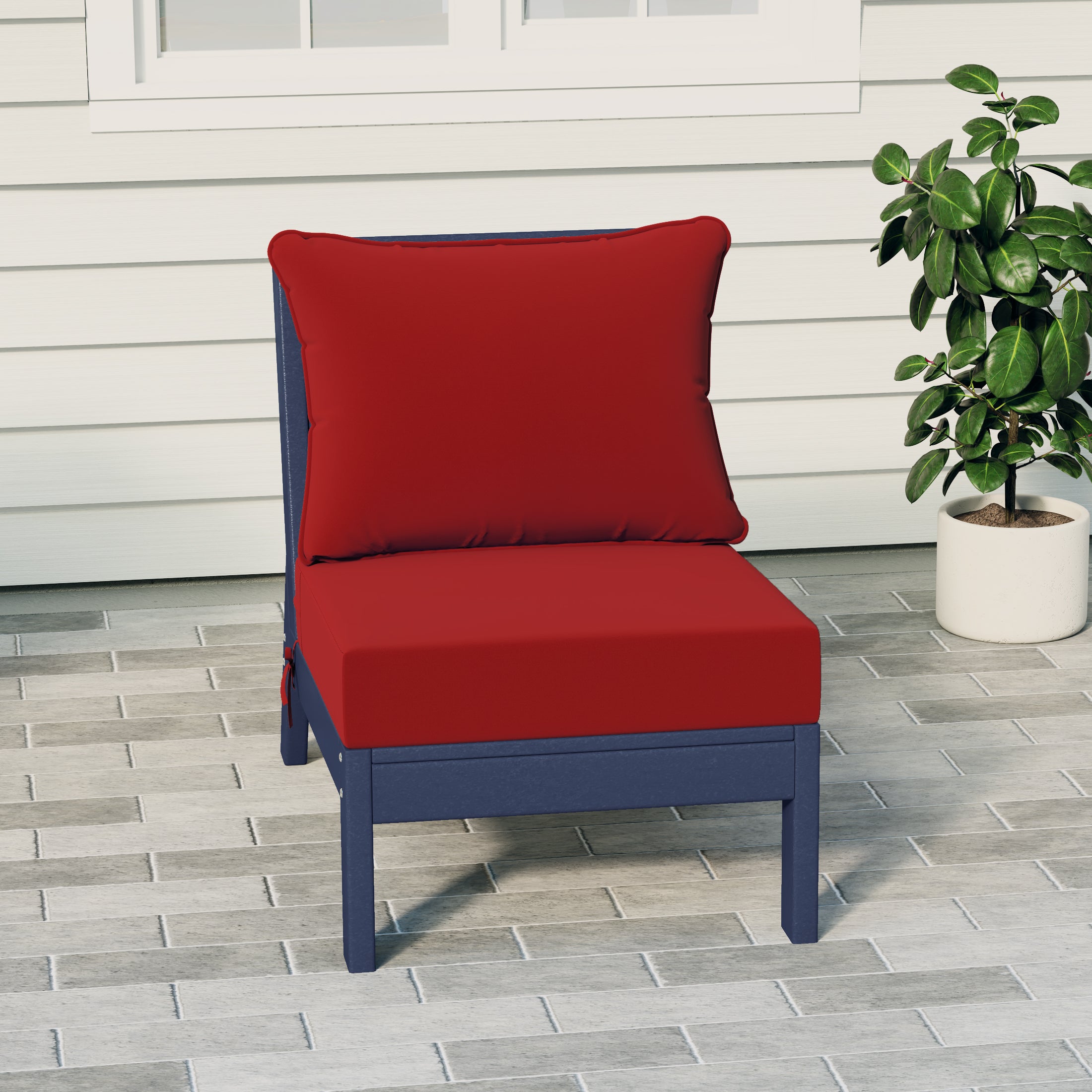 Portsmouth Outdoor HDPE Deep Seating Modular Armless Patio Chair with Patio Cushions