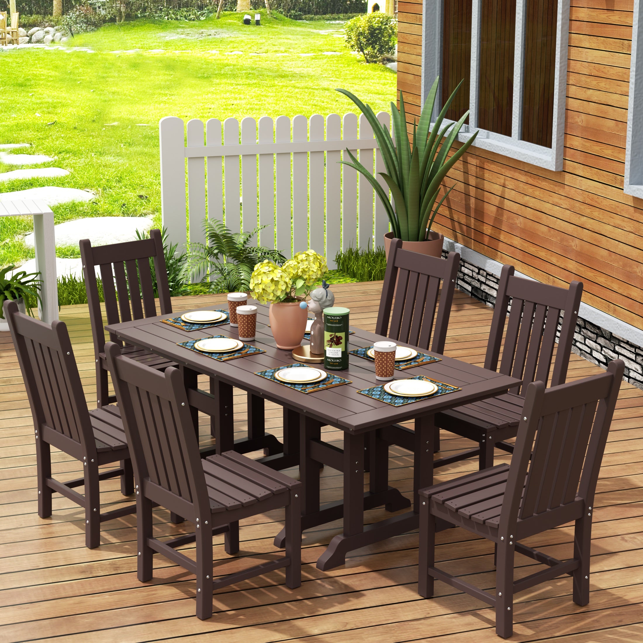 Paradise 7 Piece Outdoor Patio Dining Set Outdoor Table and Chair Set