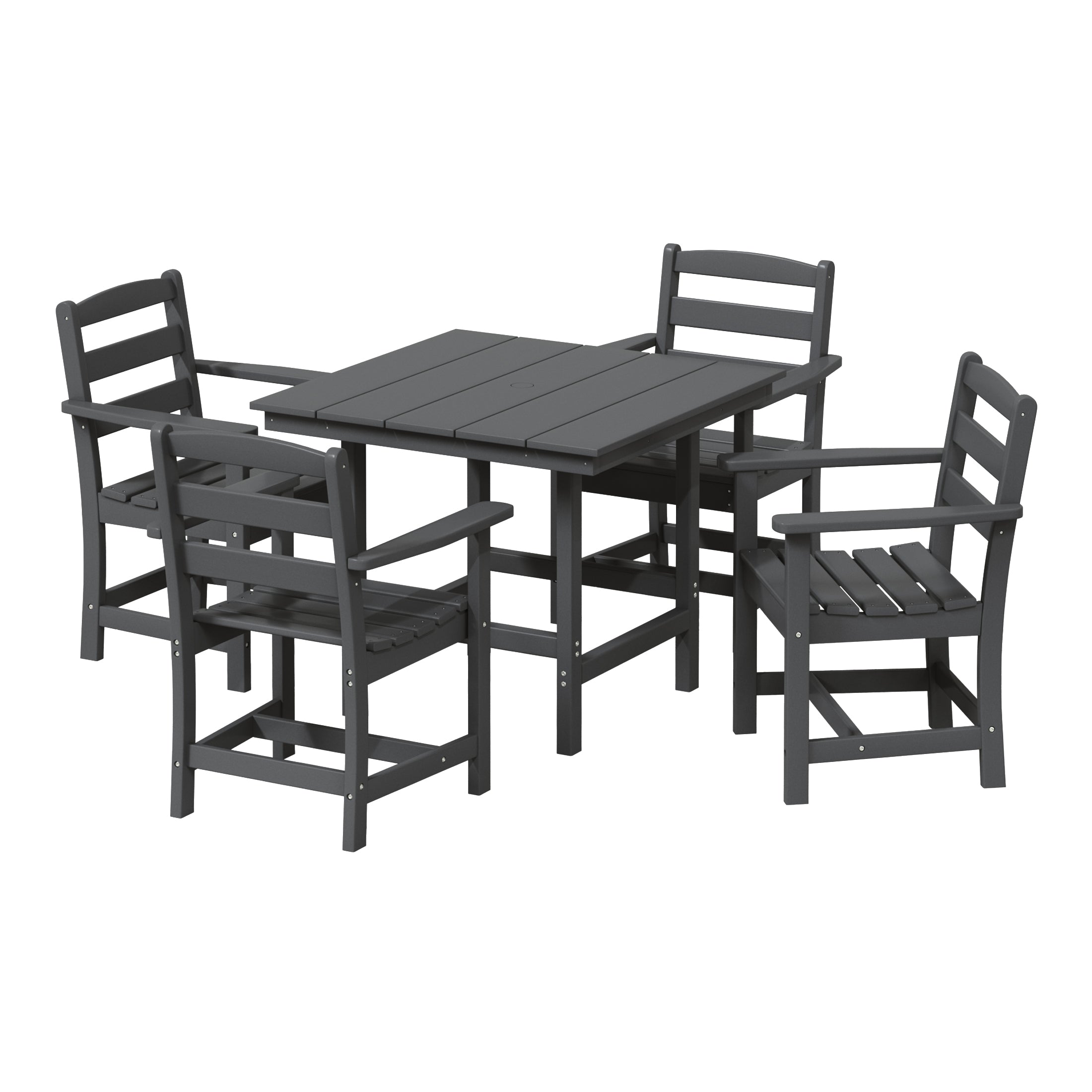 Palms 5-Piece HDPE Outdoor Square Patio Dining Table Set with Armchairs