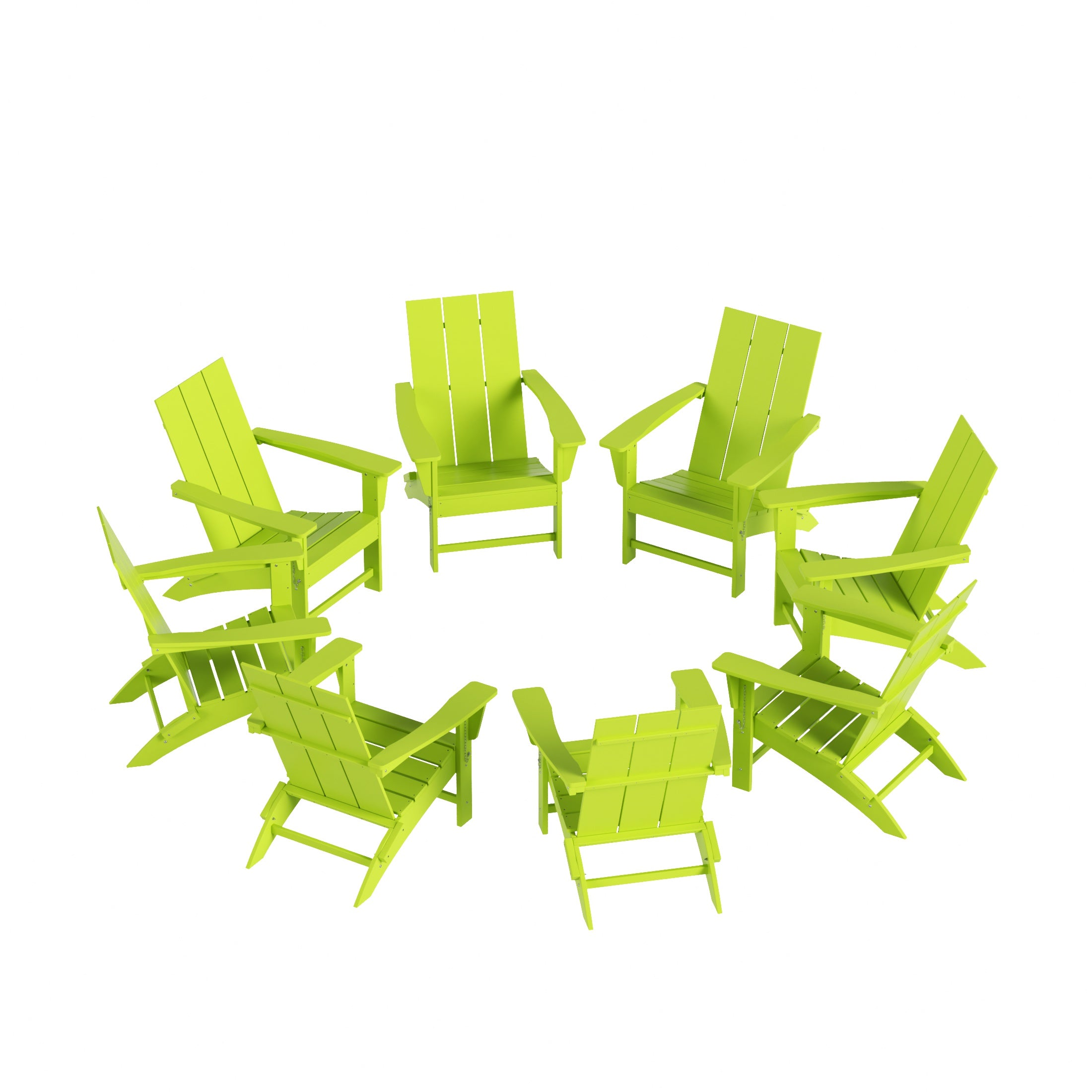Palms 8-Piece Modern Poly Folding Adirondack Chair Set