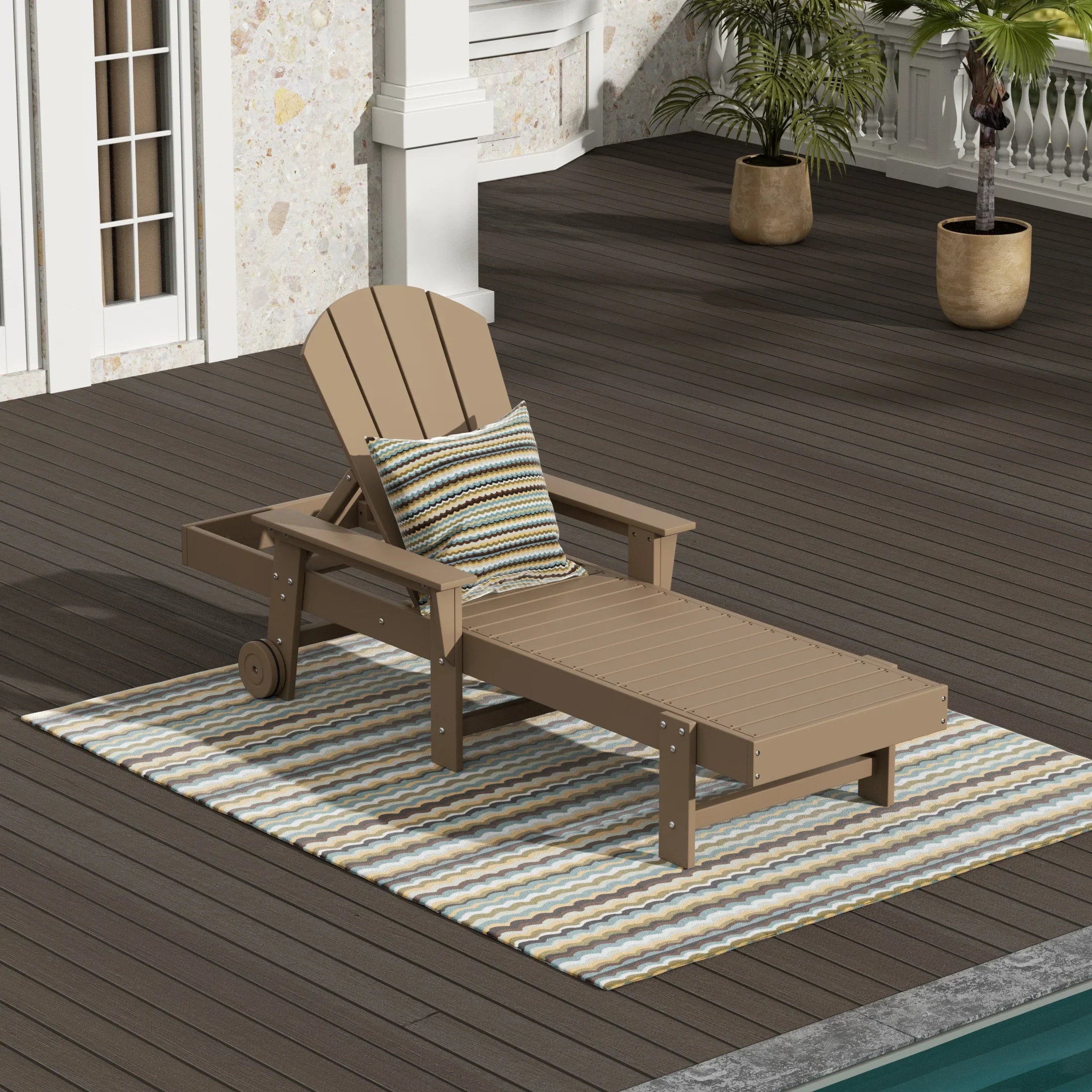 Paradise Reclining Chaise Lounge With Arms & Wheels