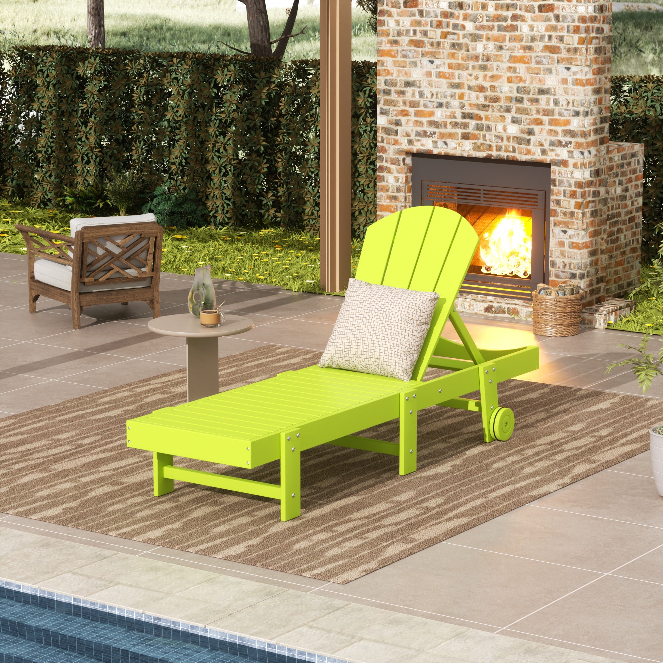 Paradise Adirondack Poly Reclining Chaise Lounge With Wheels