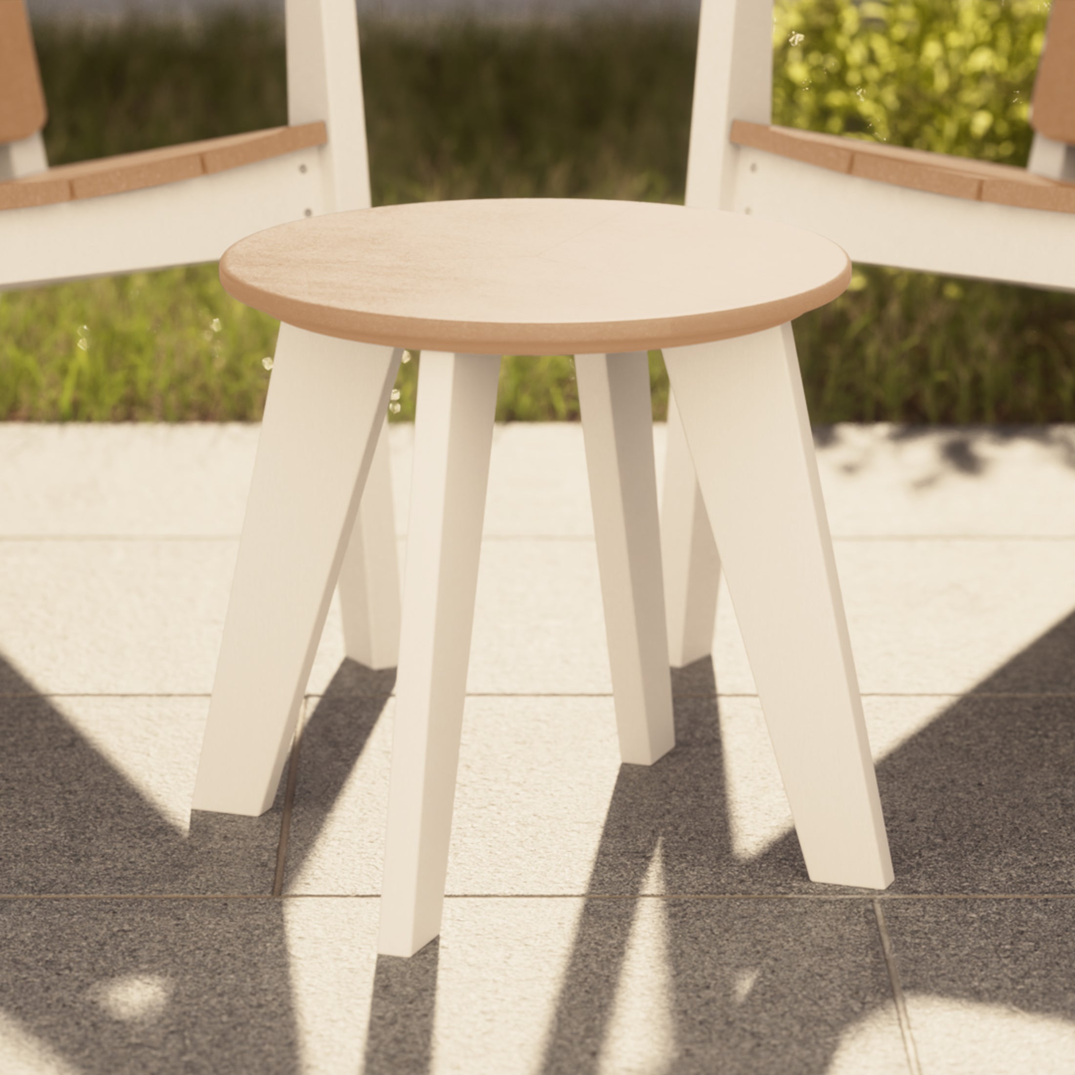 Seaside HDPE Plastic Outdoor Round Adirondack Patio Side Table