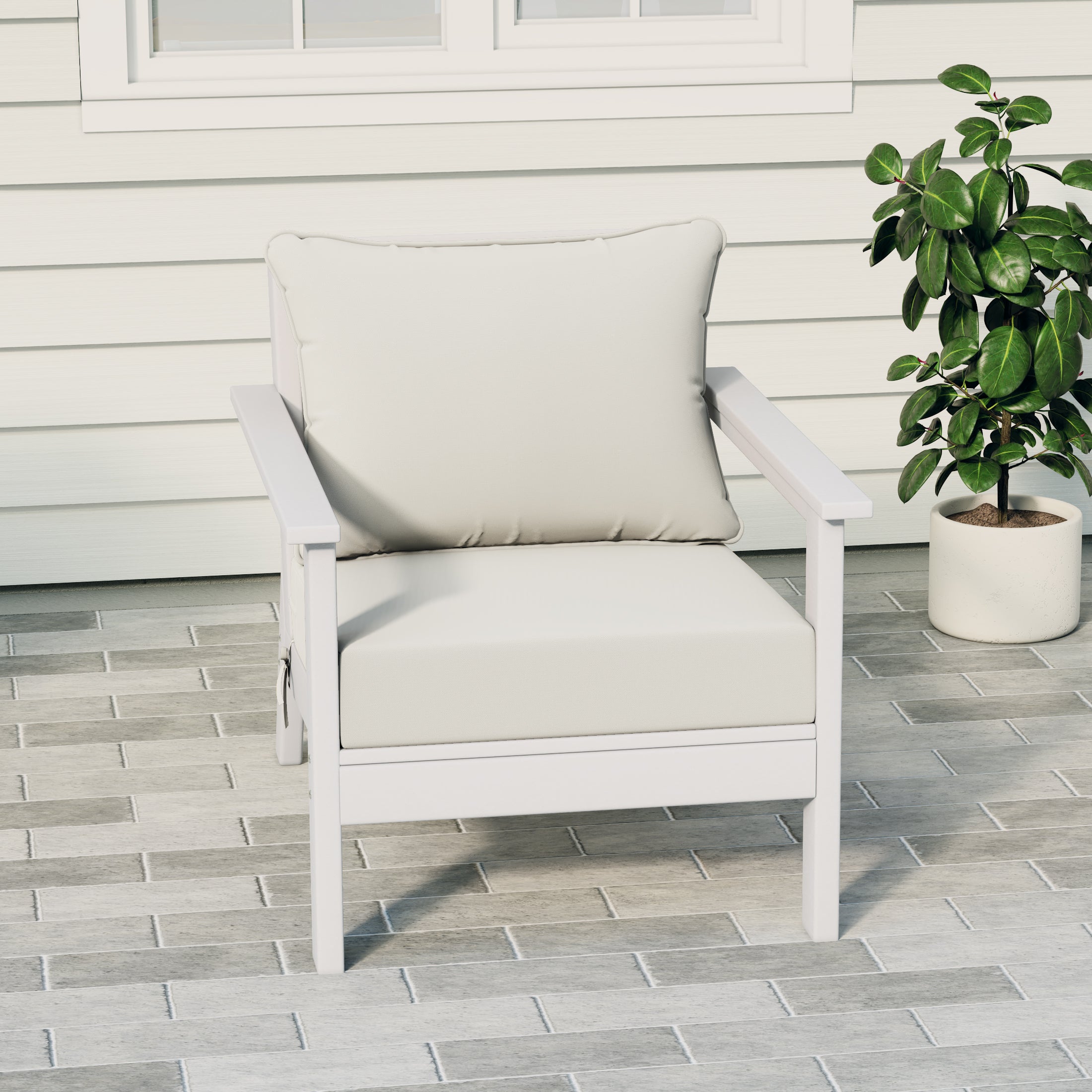 Portsmouth Outdoor Modern HDPE Patio Club Chair with Deep Seat Cushions