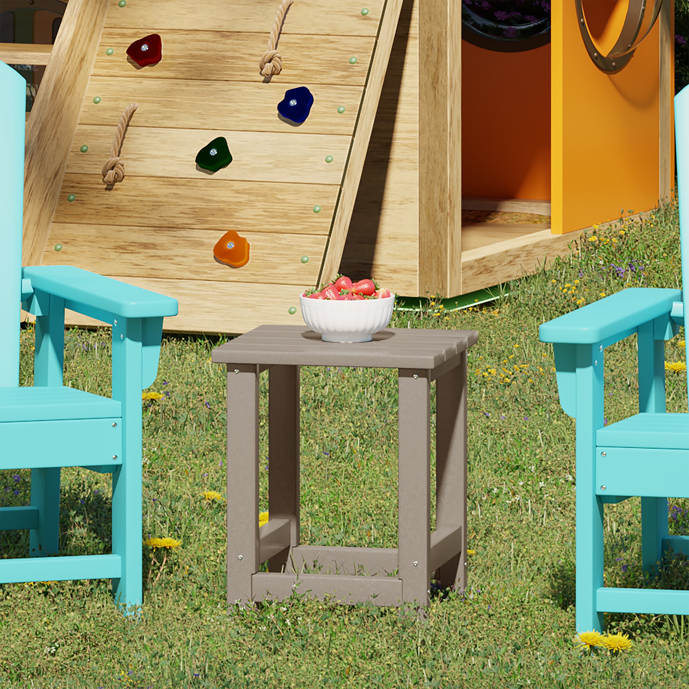 Paradise Kids Outdoor Patio Furniture HDPE Adirondack Square Side Table