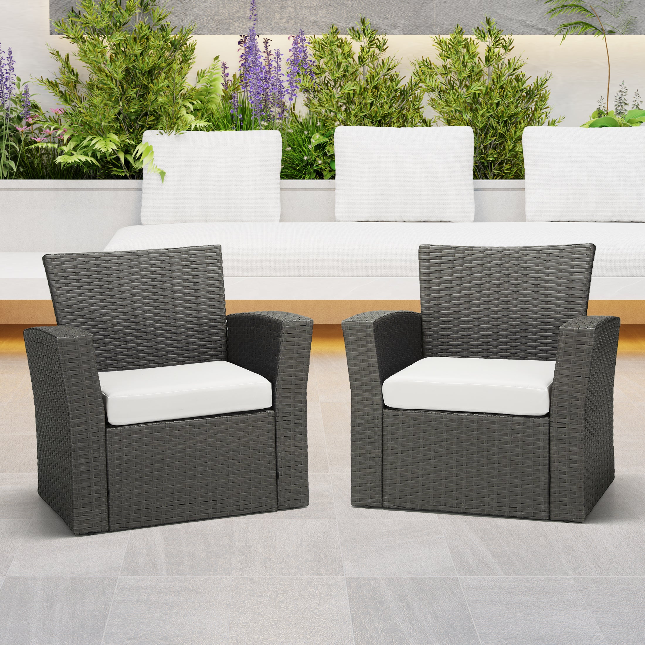Harmony Outdoor Patio Furniture Seat Chair Square Cushions Set of 2, 20" x 19"
