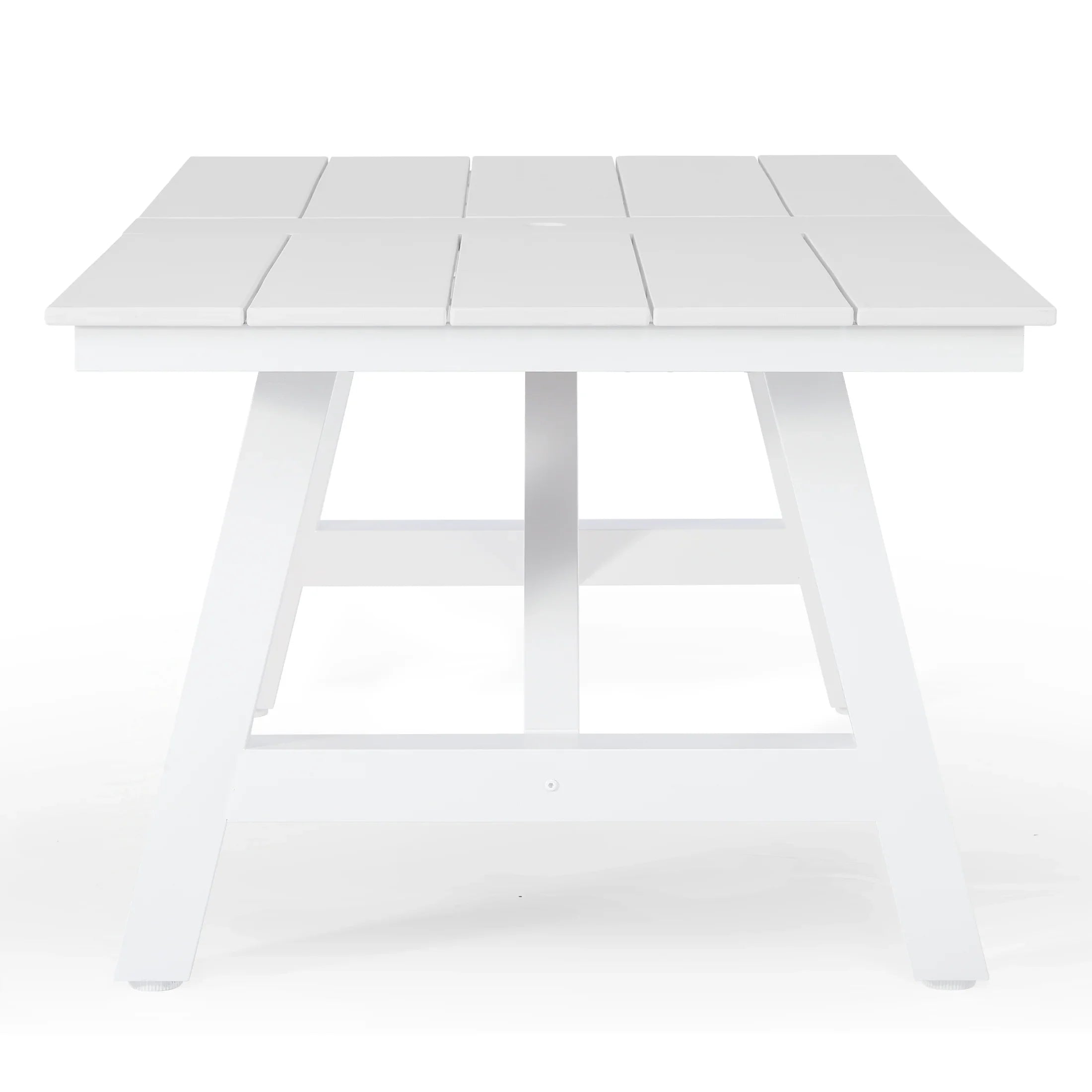 Stinson 72" HDPE Rectangle Outdoor Patio Dining Table With Umbrella Hole and Metal Frame