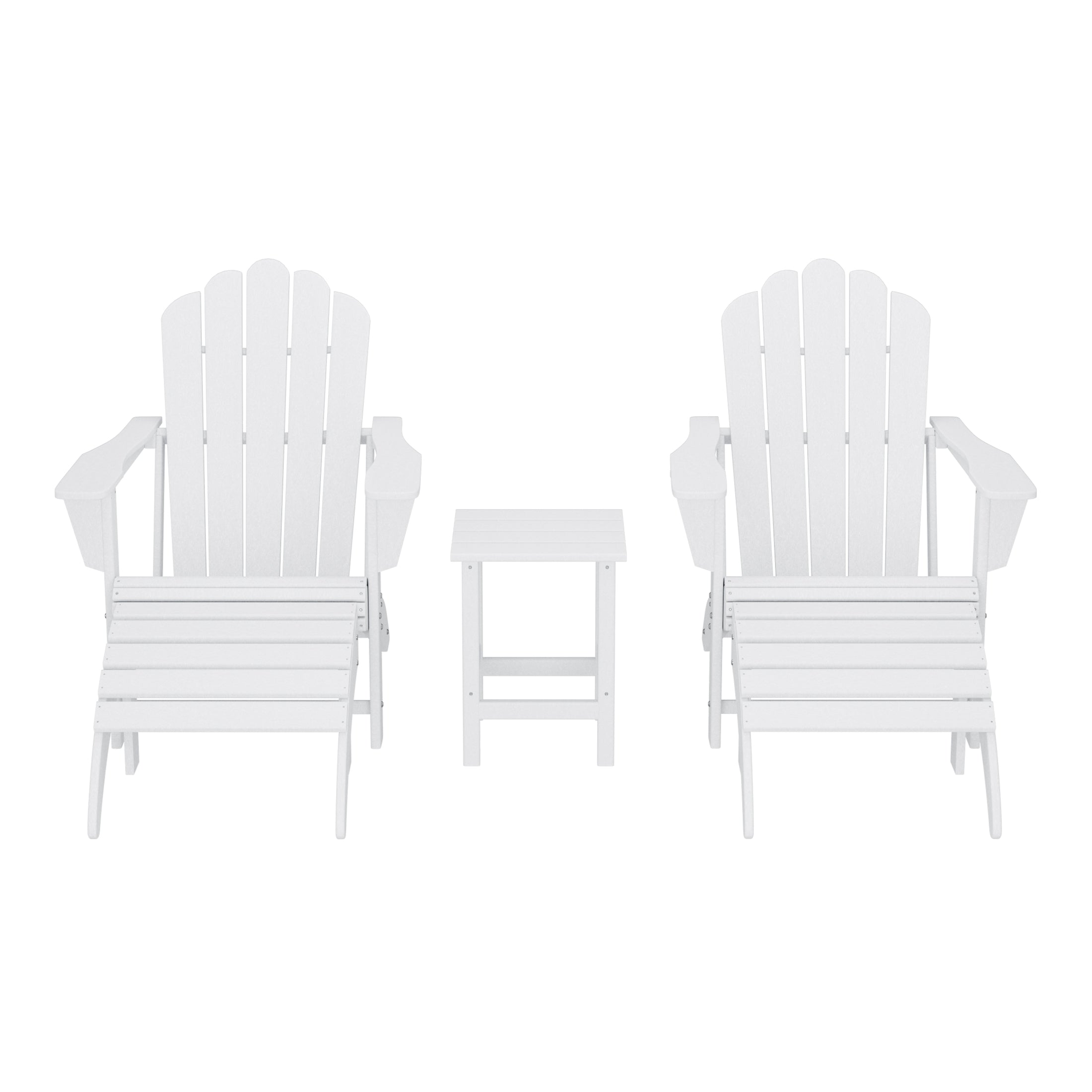 Lakeview 5-Piece Adirondack Chair with Folding Ottoman and Table Set