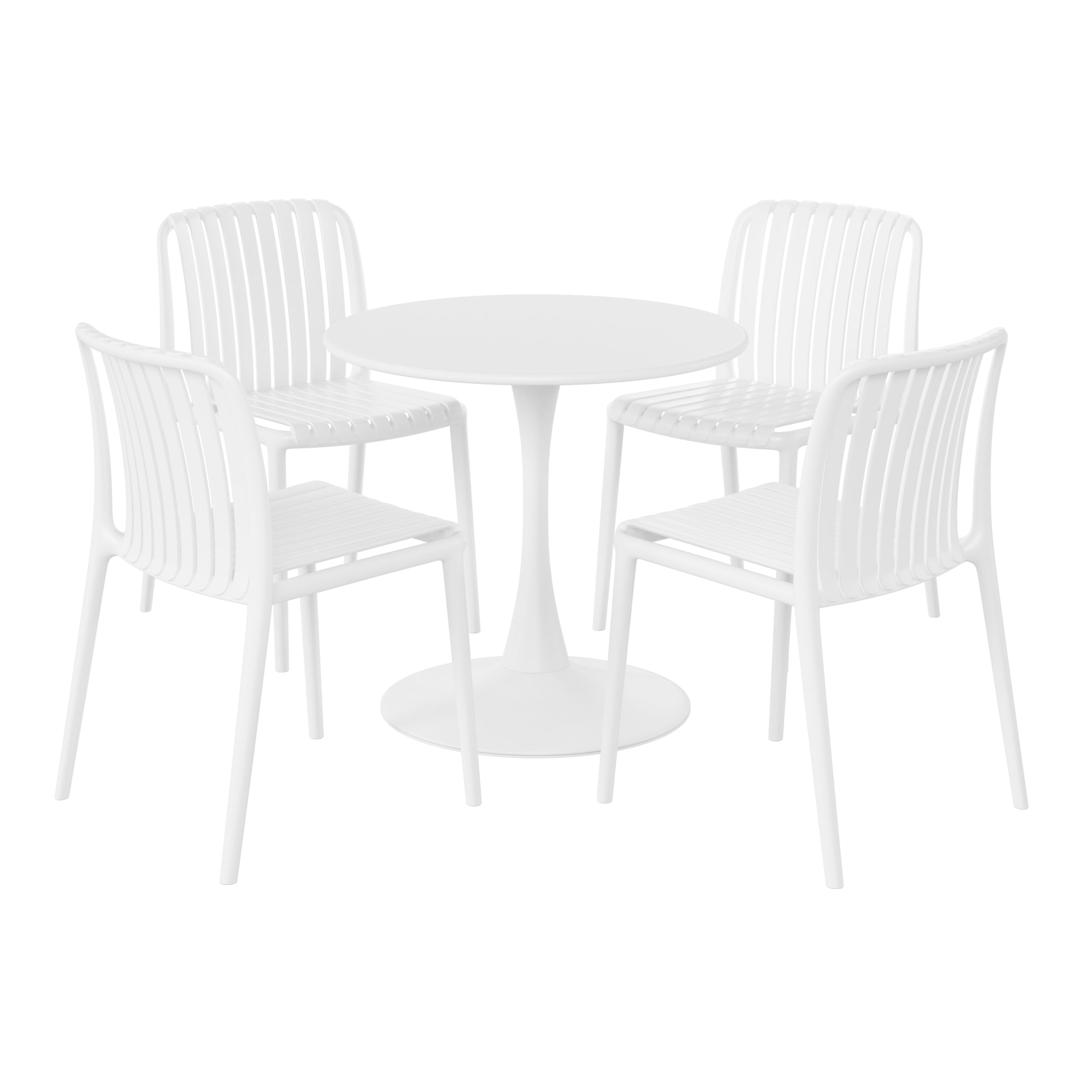 Sunshine 5-Piece Outdoor Metal Dining Table Set And Stackable Resin Patio Chairs