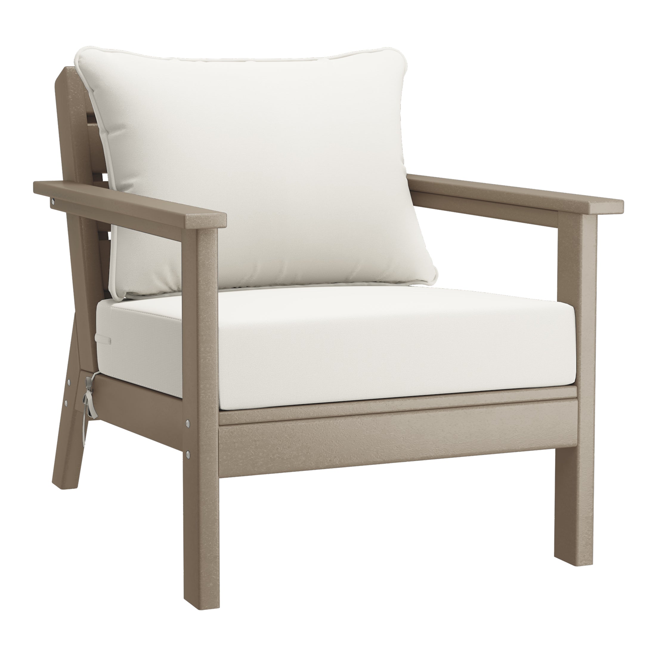 Portsmouth Outdoor Modern HDPE Patio Club Chairs with Deep Seat Cushions (Set of 2)