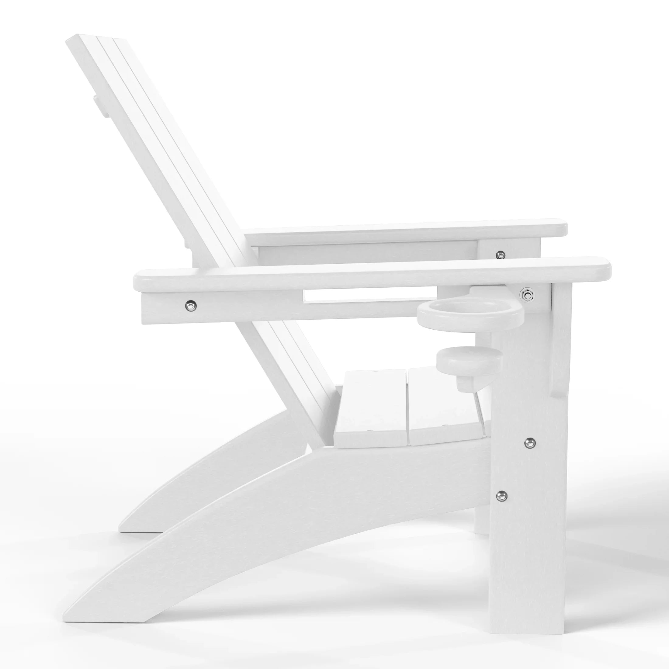 Palms 3-Piece Kids HDPE Modern Adirondack Chairs Set with Square Side Table and Cup Holders