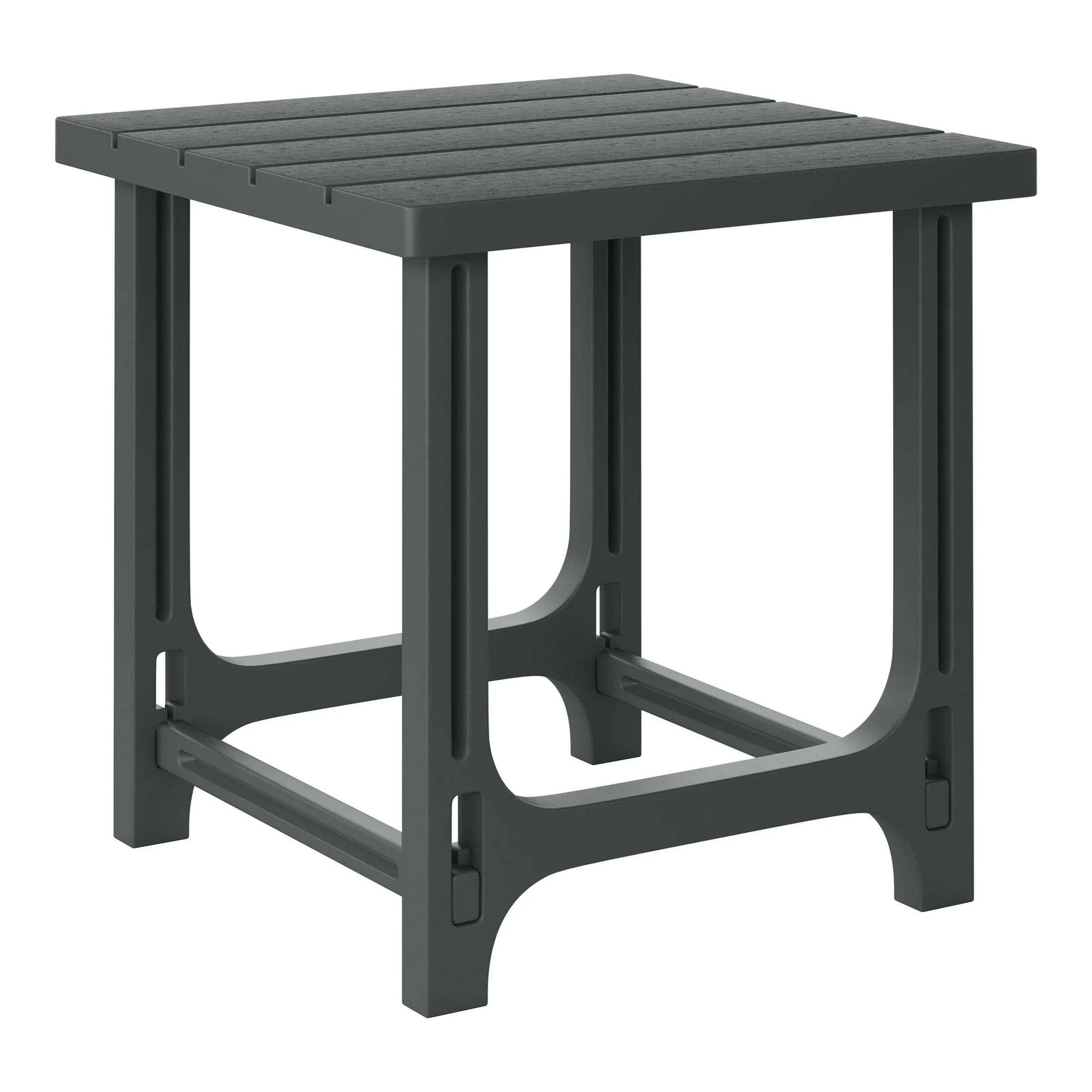 Cayman 3-Piece HDPE Plastic Adirondack Patio Chairs With 18" Square Side Table Set