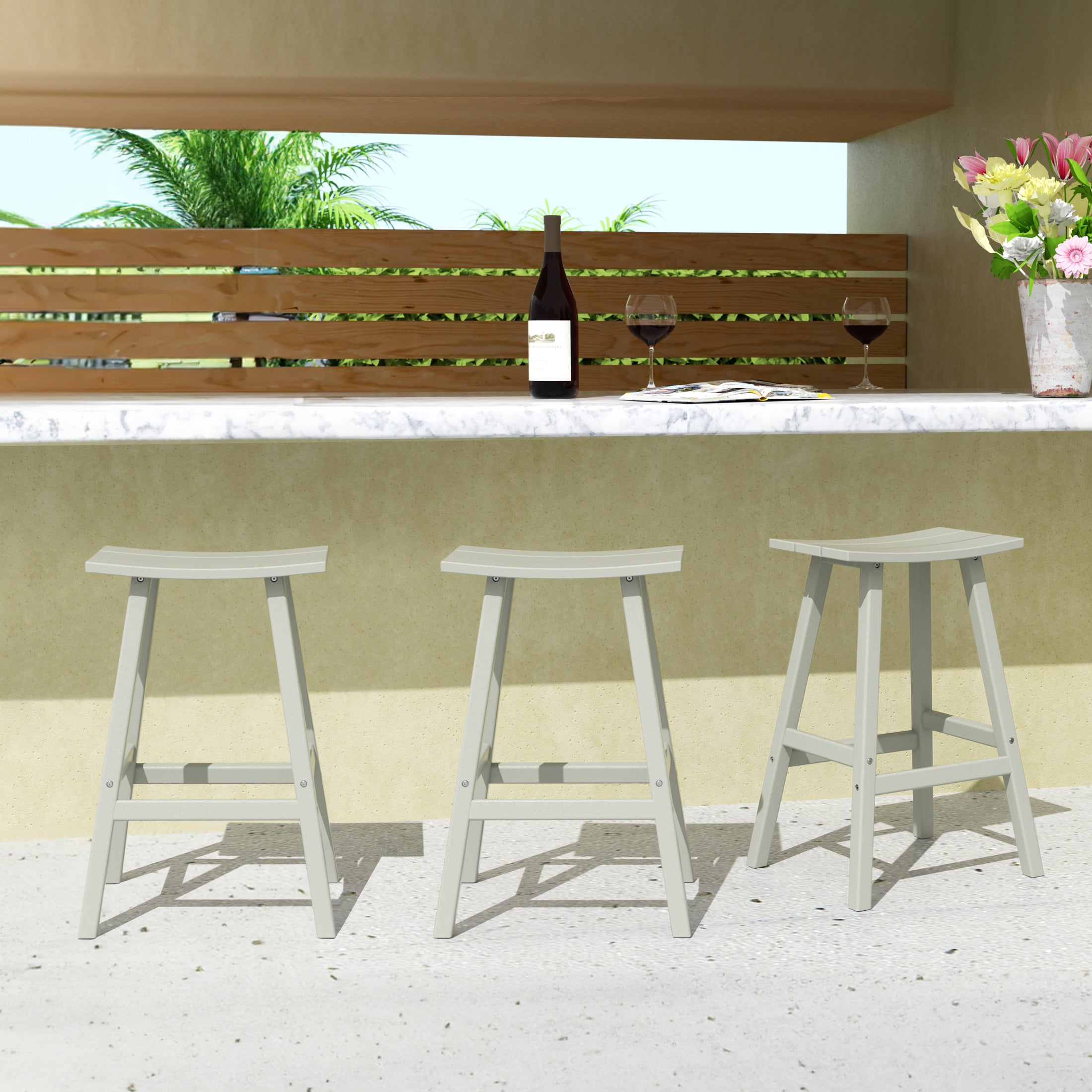 Paradise 29 Inch High Backless Seat Bar Stools (Set of 3)