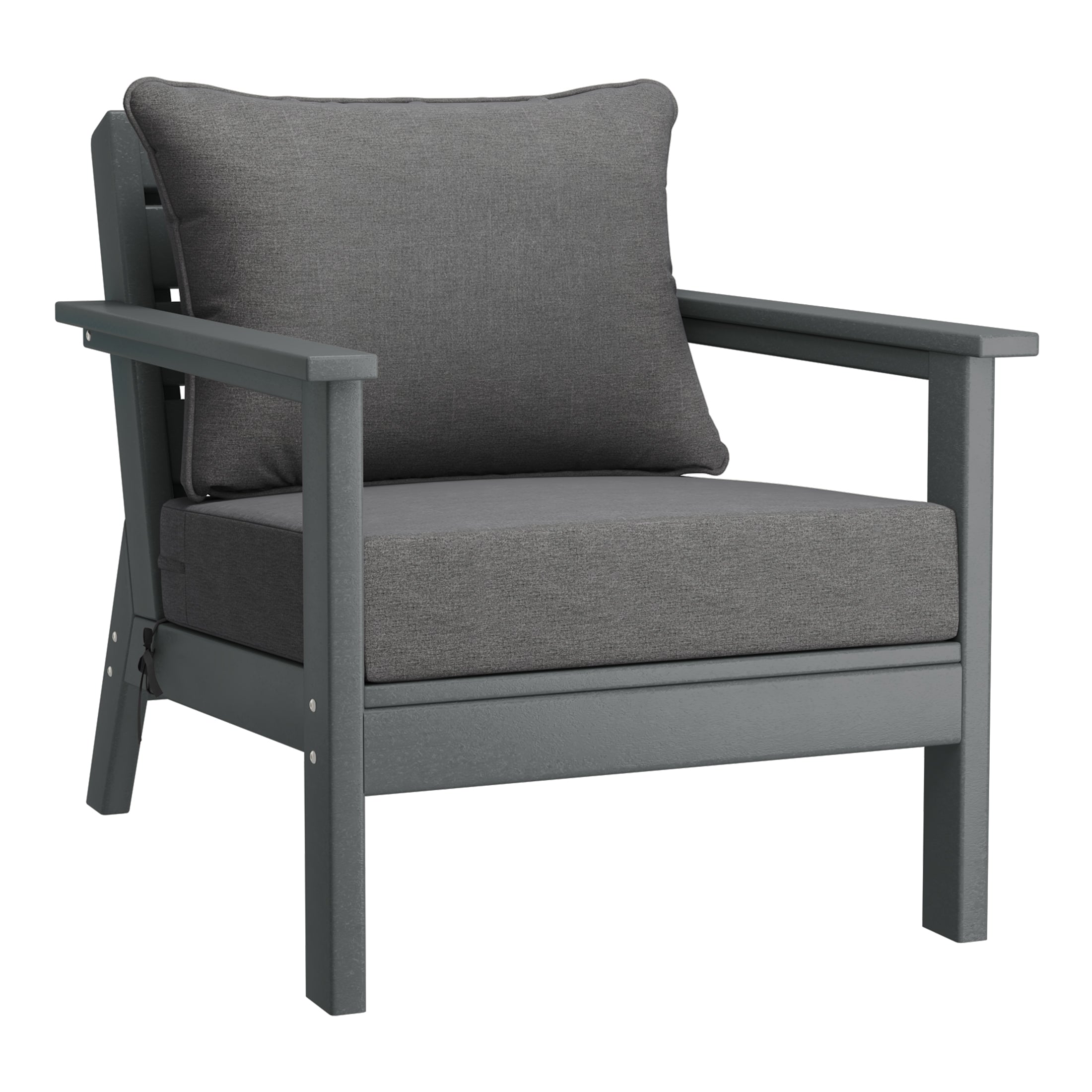 Portsmouth Outdoor Modern HDPE Patio Club Chairs with Deep Seat Cushions (Set of 2)