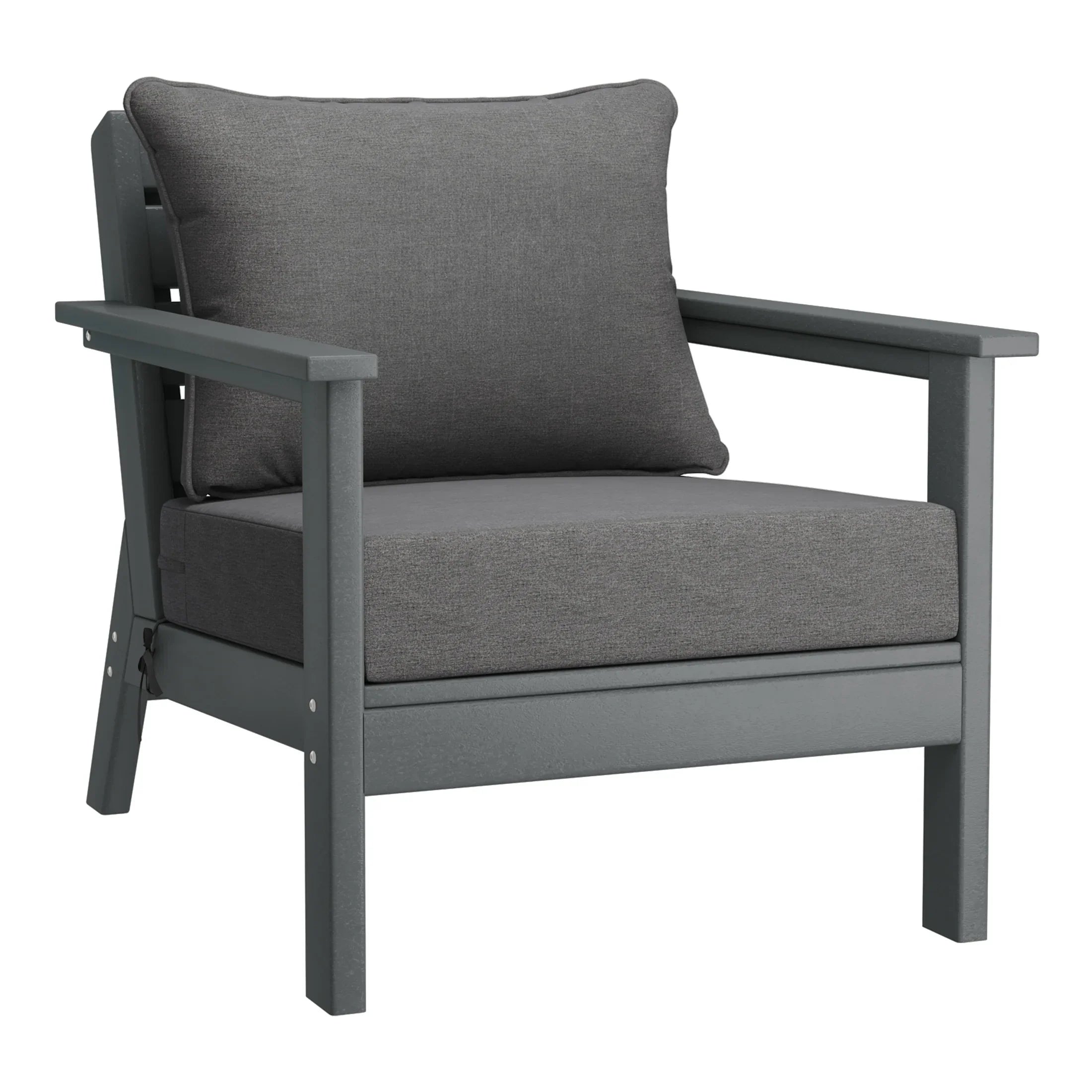 Portsmouth Outdoor Modern HDPE Patio Club Chairs with Deep Seat Cushions (Set of 2)
