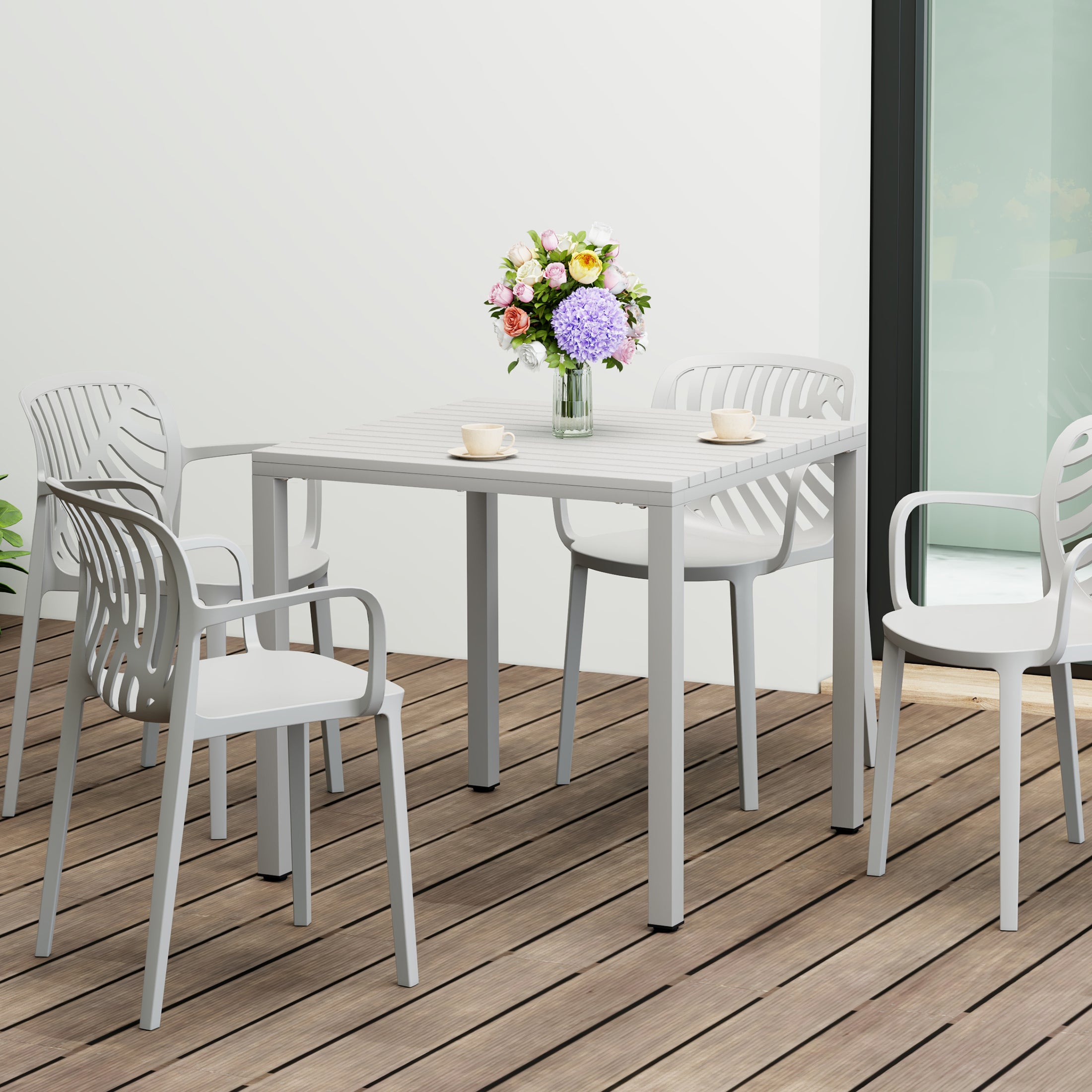 Sunshine 31.5" Iron Metal Frame Outdoor Square Patio Dining Table