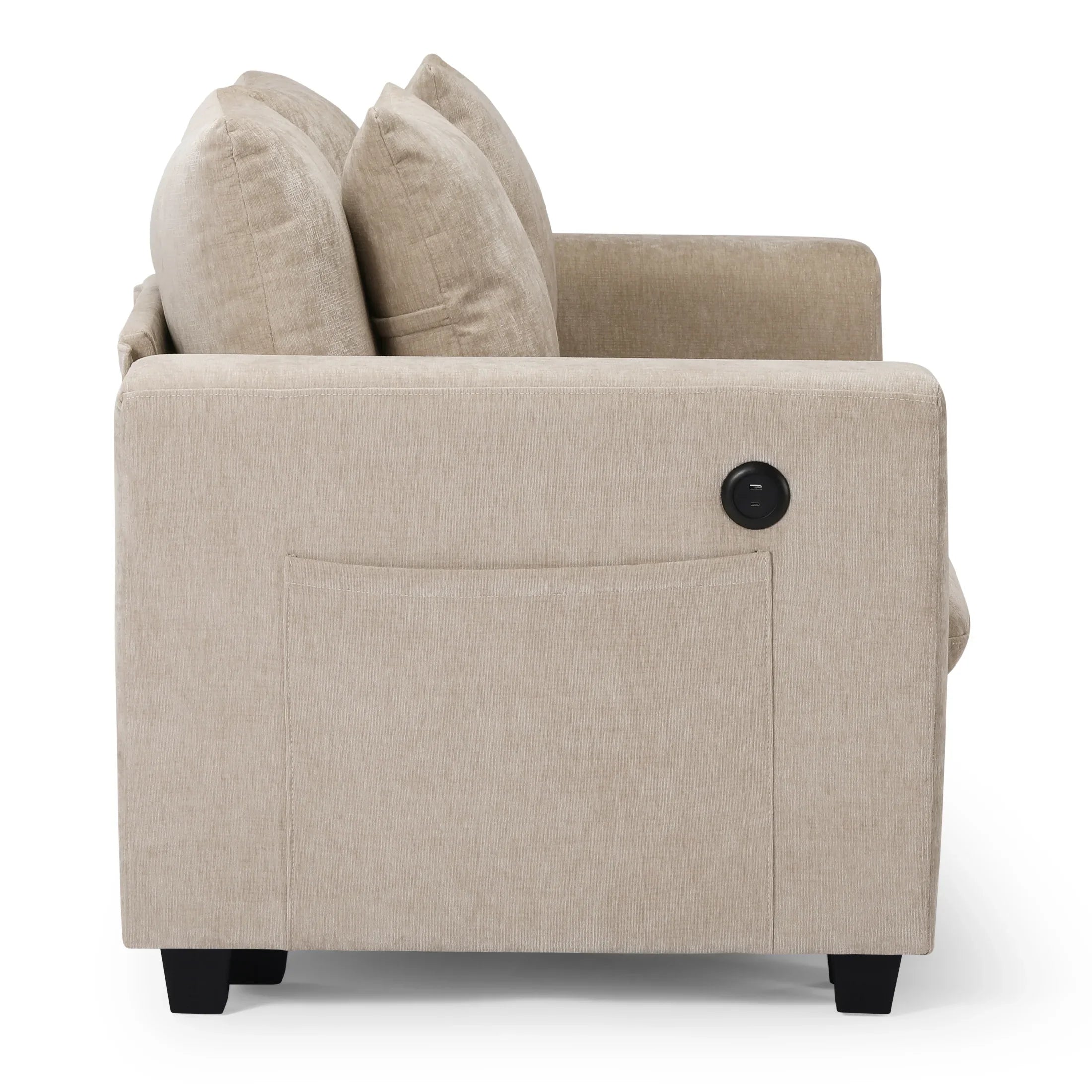 Springfield 128" Chenille Modular U-Shaped Sectional Couch and Chaise With USB/Type-C Ports and Side Pockets