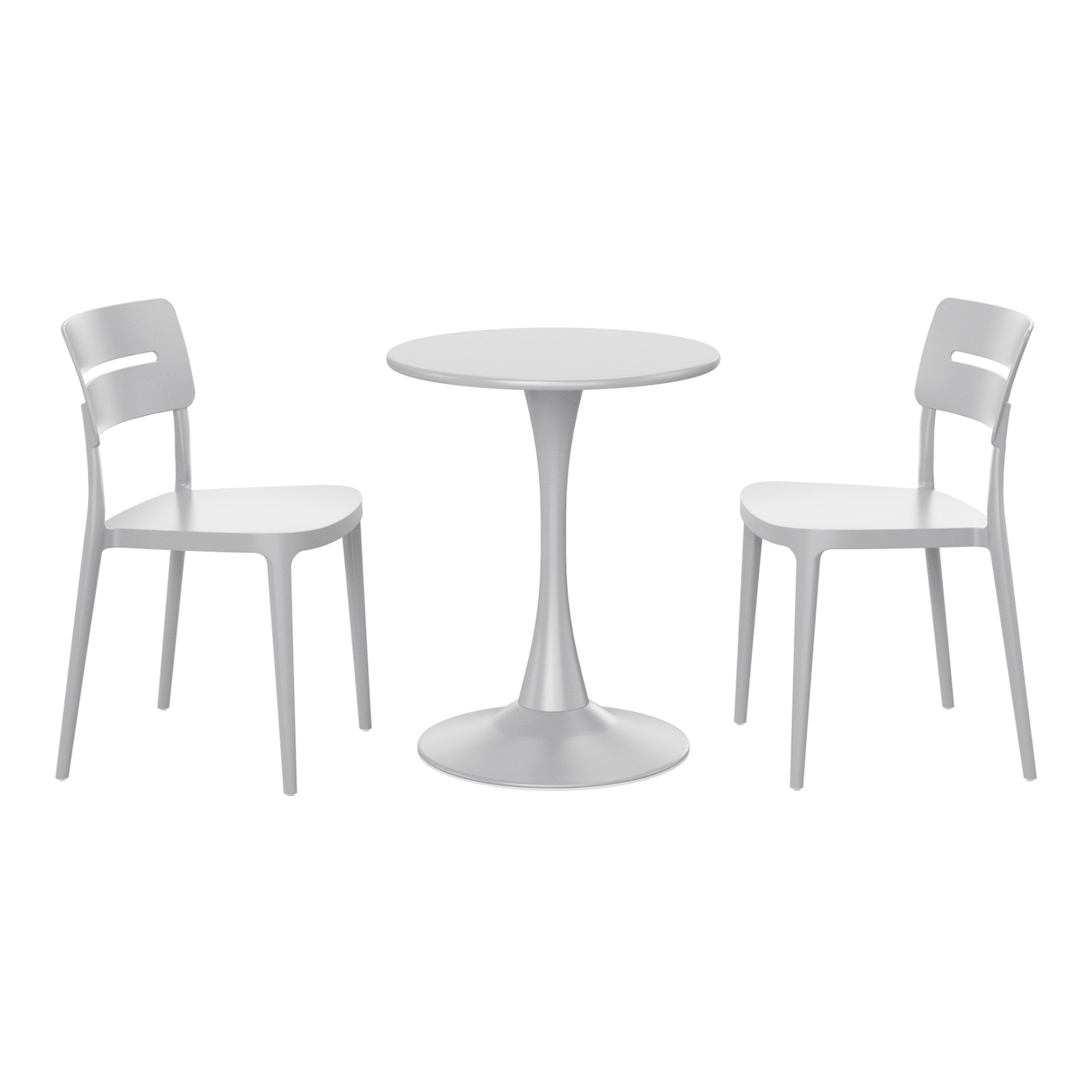 Sunshine 3-Piece Outdoor Round Metal Patio Dining Table Set With Stackable Patio Chairs