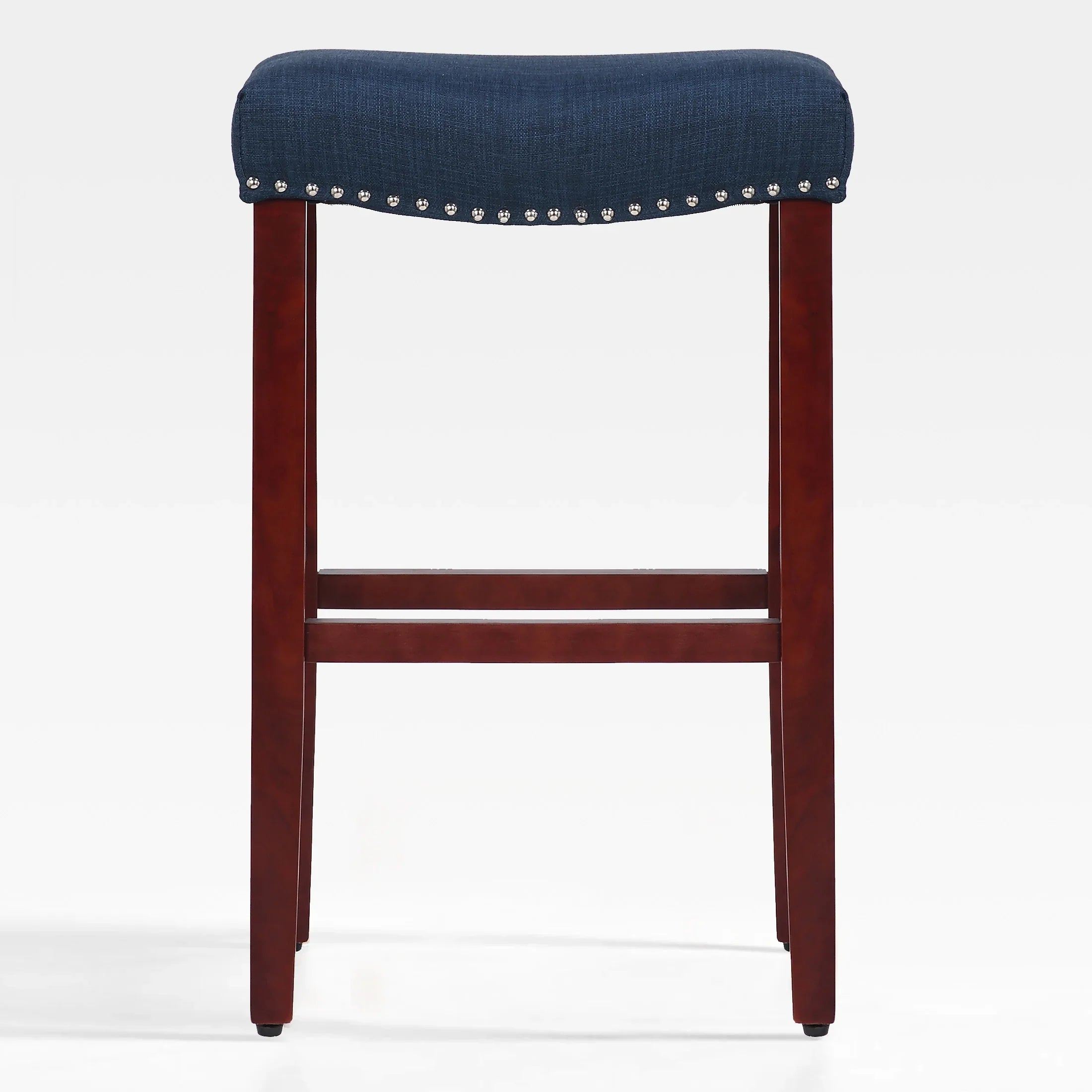 Bulmon 29" upholstered nail head bar counter stools with Cherry Red color legs