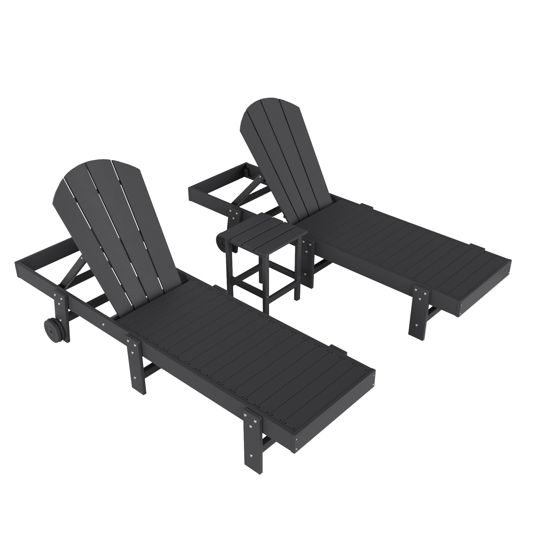 Paradise 3 Piece Poly Reclining Chaise Lounge With Wheels