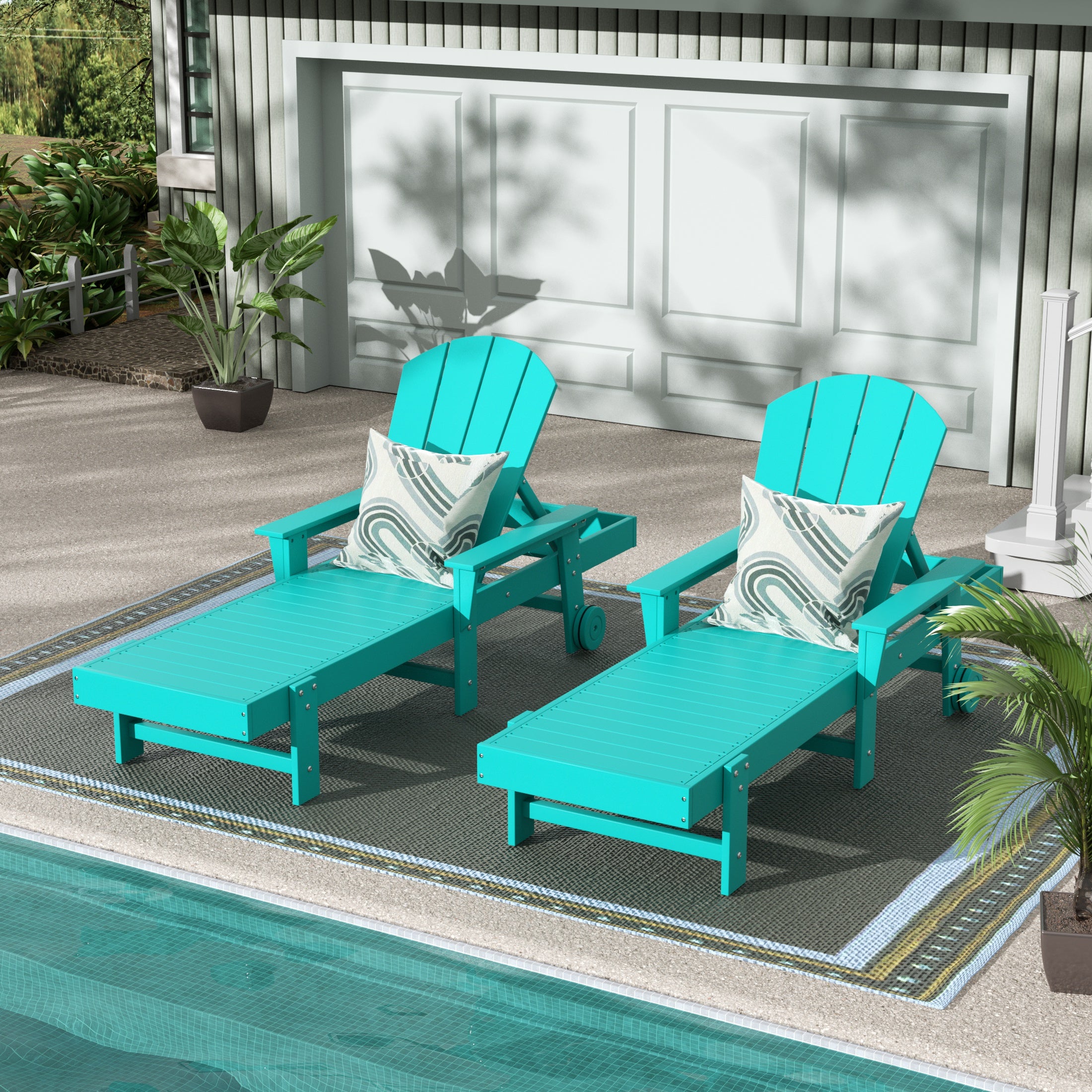 Paradise 2 Piece Reclining Chaise Lounge With Arms & Wheels