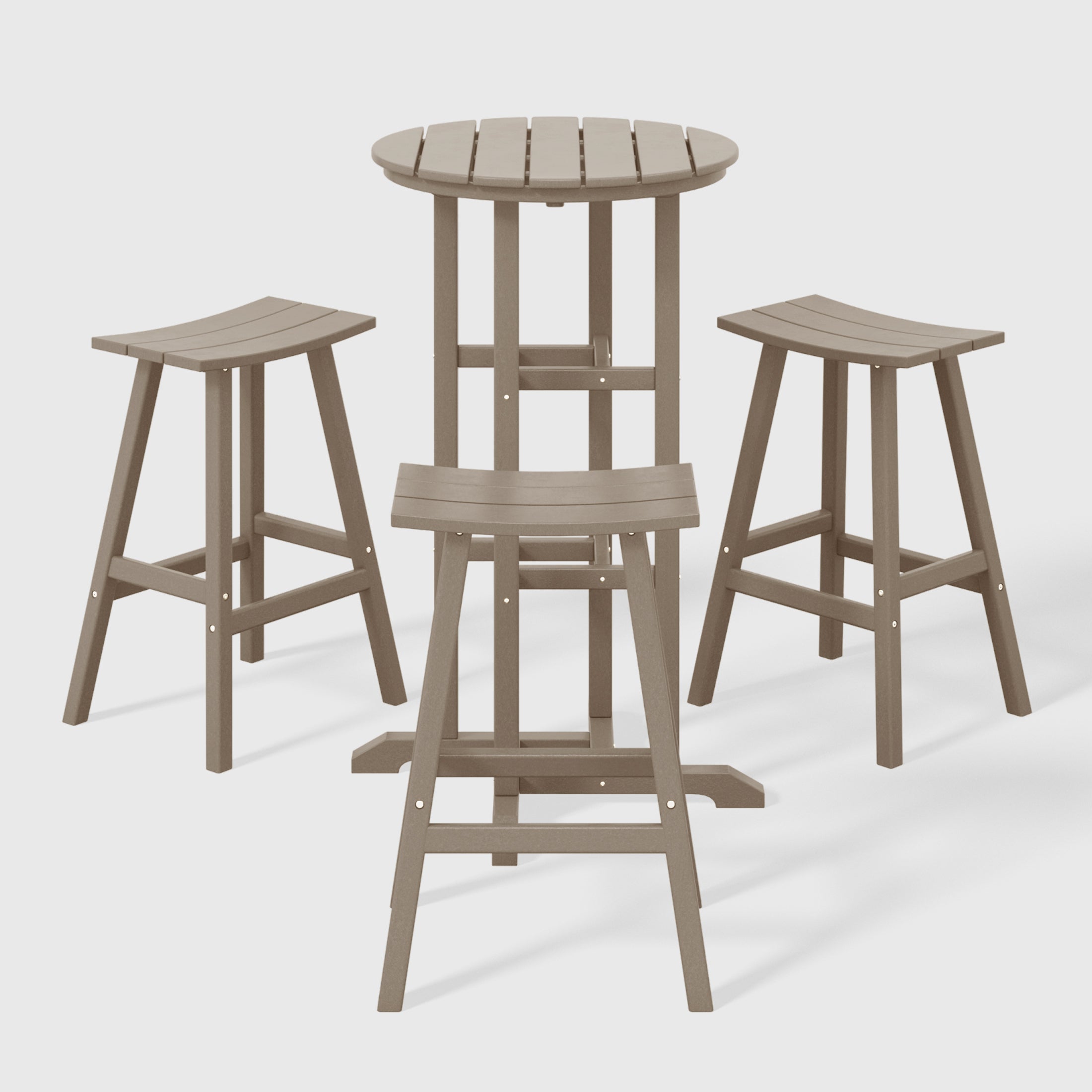 Paradise Outdoor Patio Bar Height Table and Bar Stool 4-Piece Dining Set