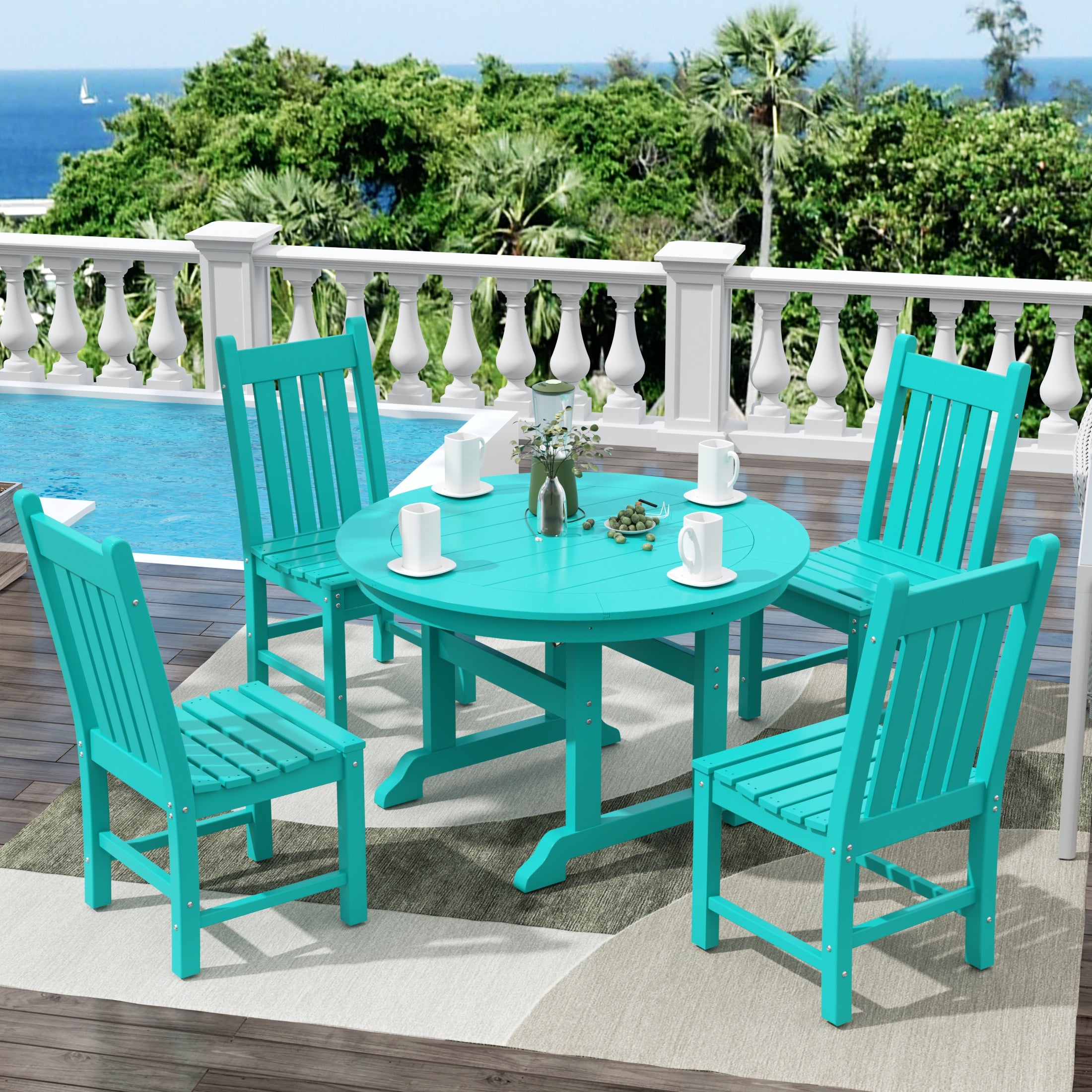 Paradise 5 Piece Outdoor Patio Dining Set Outdoor Round Table and Chair Set