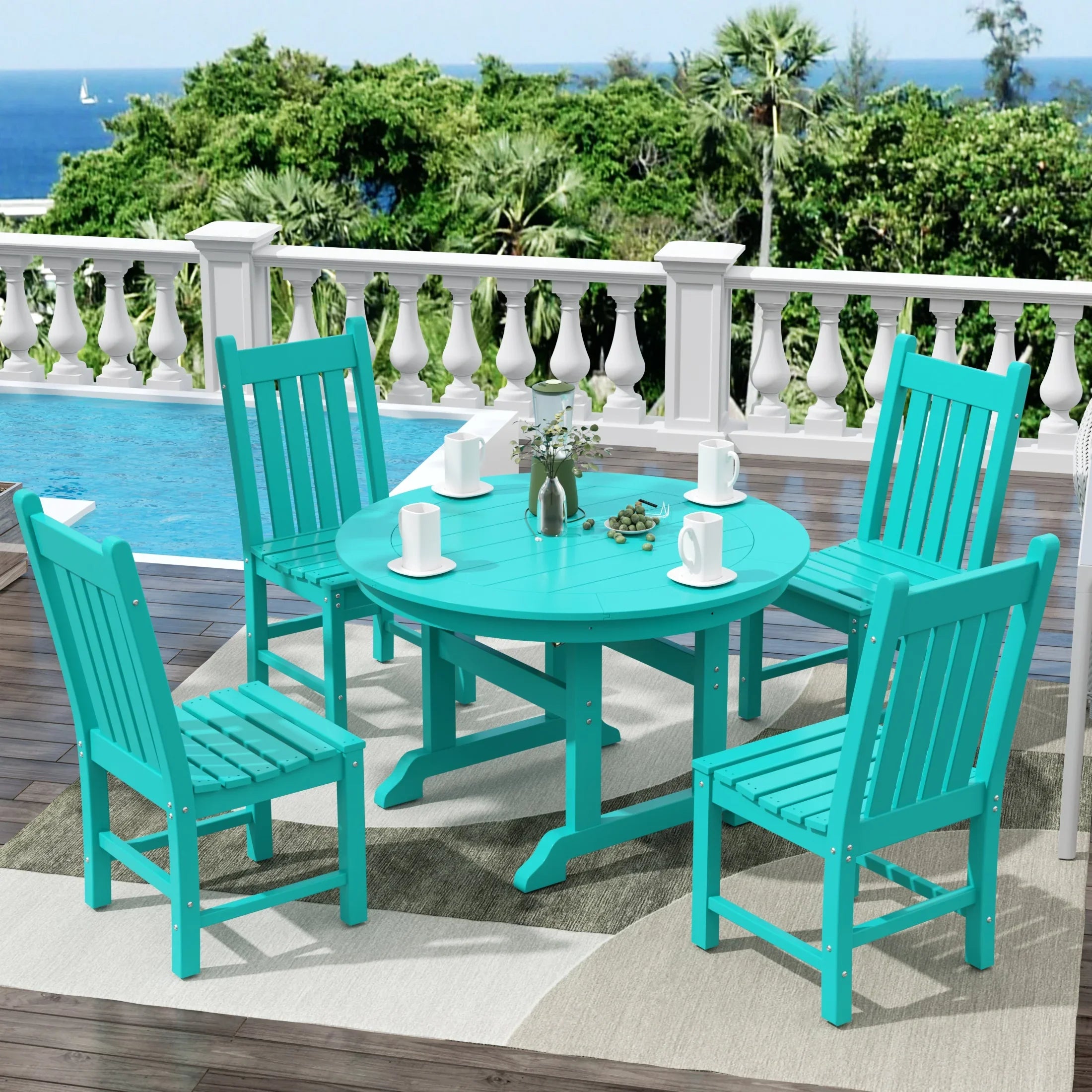 Paradise 5 Piece Outdoor Patio Dining Set Outdoor Round Table and Chair Set