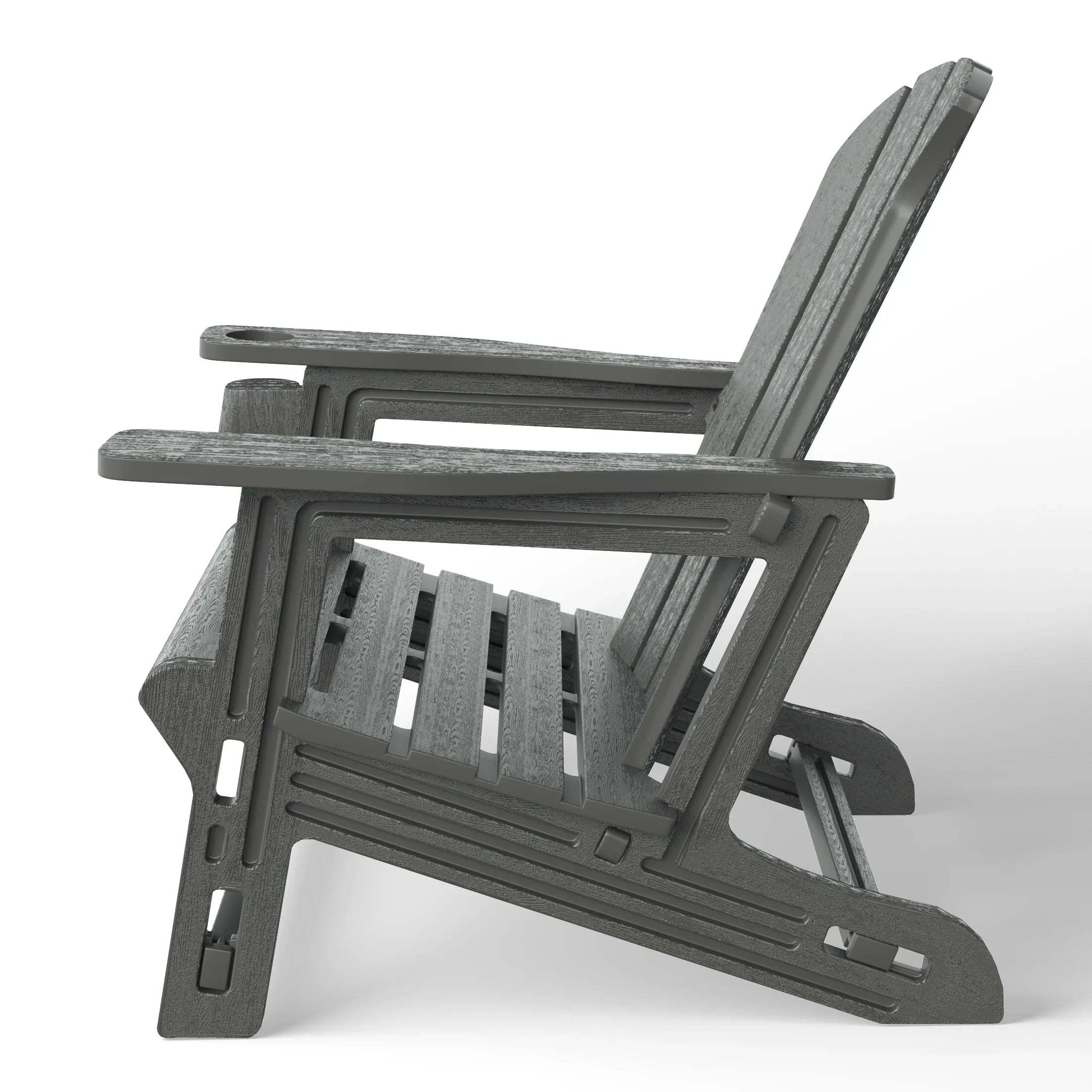 Cayman Tool-Free Assembly Outdoor Patio HDPE Plastic Adirondack Chair with Cup Holder (Set of 2)