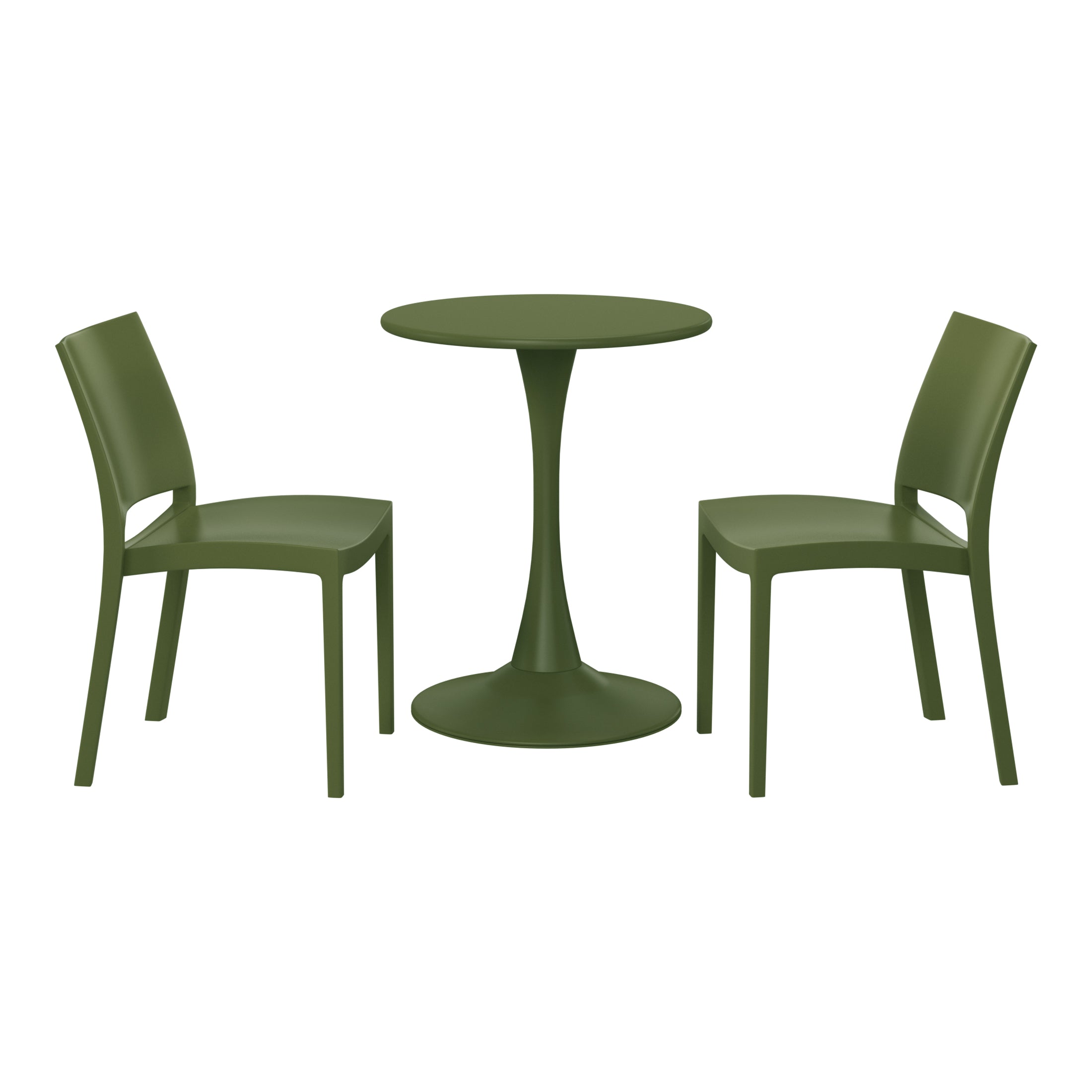 Sunshine 3-Piece Outdoor Round Metal Patio Dining Table Set With Stackable Patio Dining Side Chairs