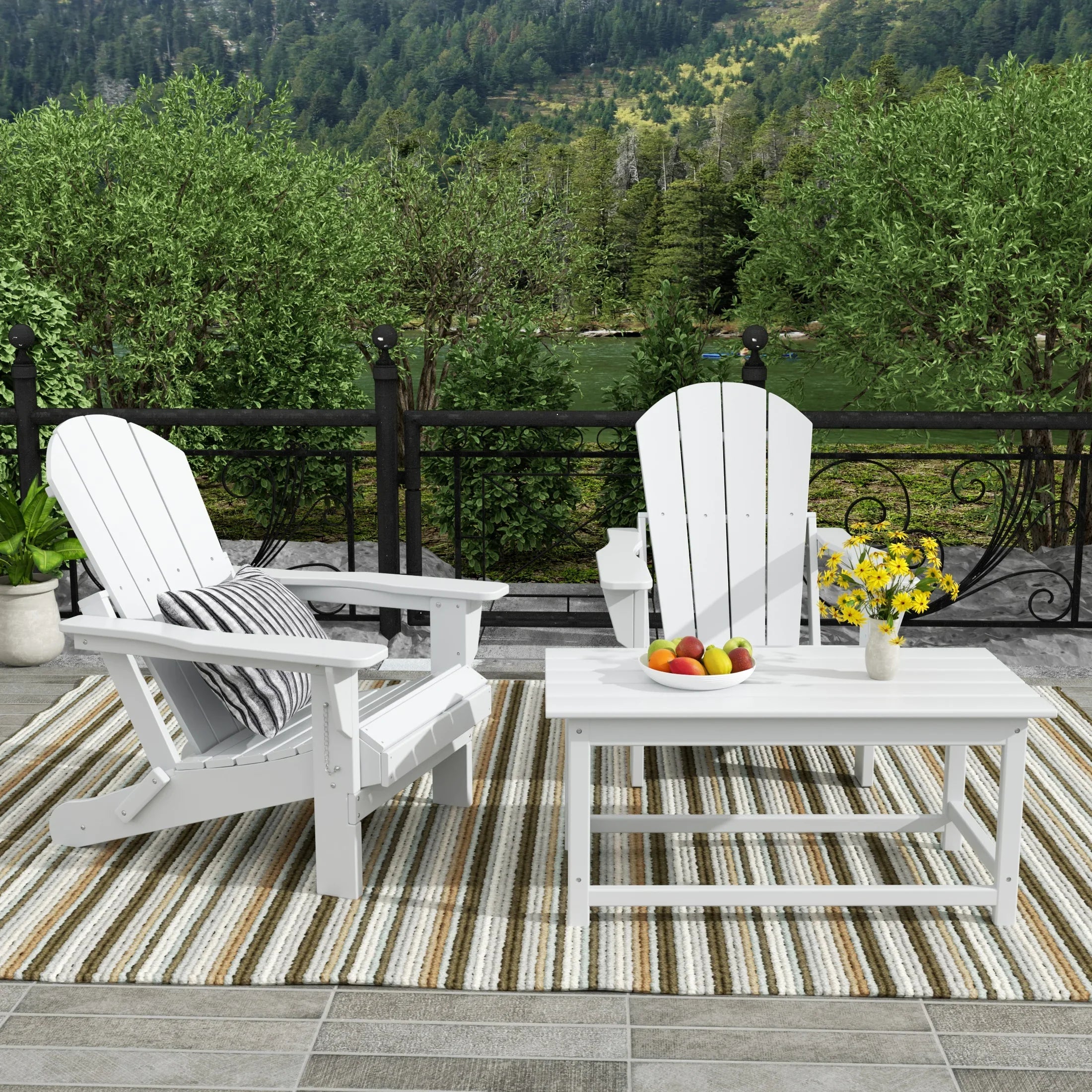 PARADISE 3-Piece Outdoor Adirondack Chairs Set with Coffee Table