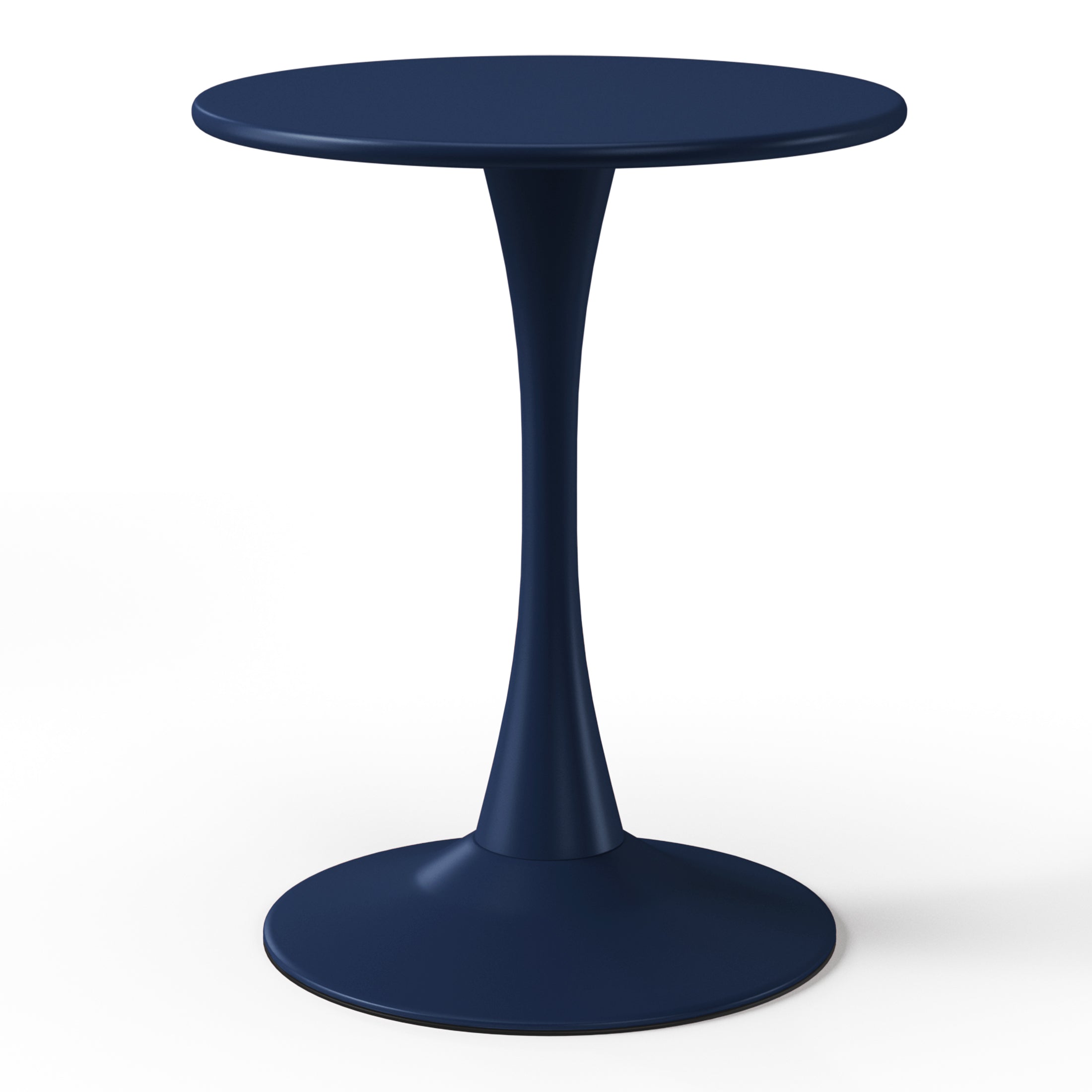 Sunshine 3-Piece Outdoor Round Metal Dining Table Set And Stackable Resin Patio Dining Side Chairs