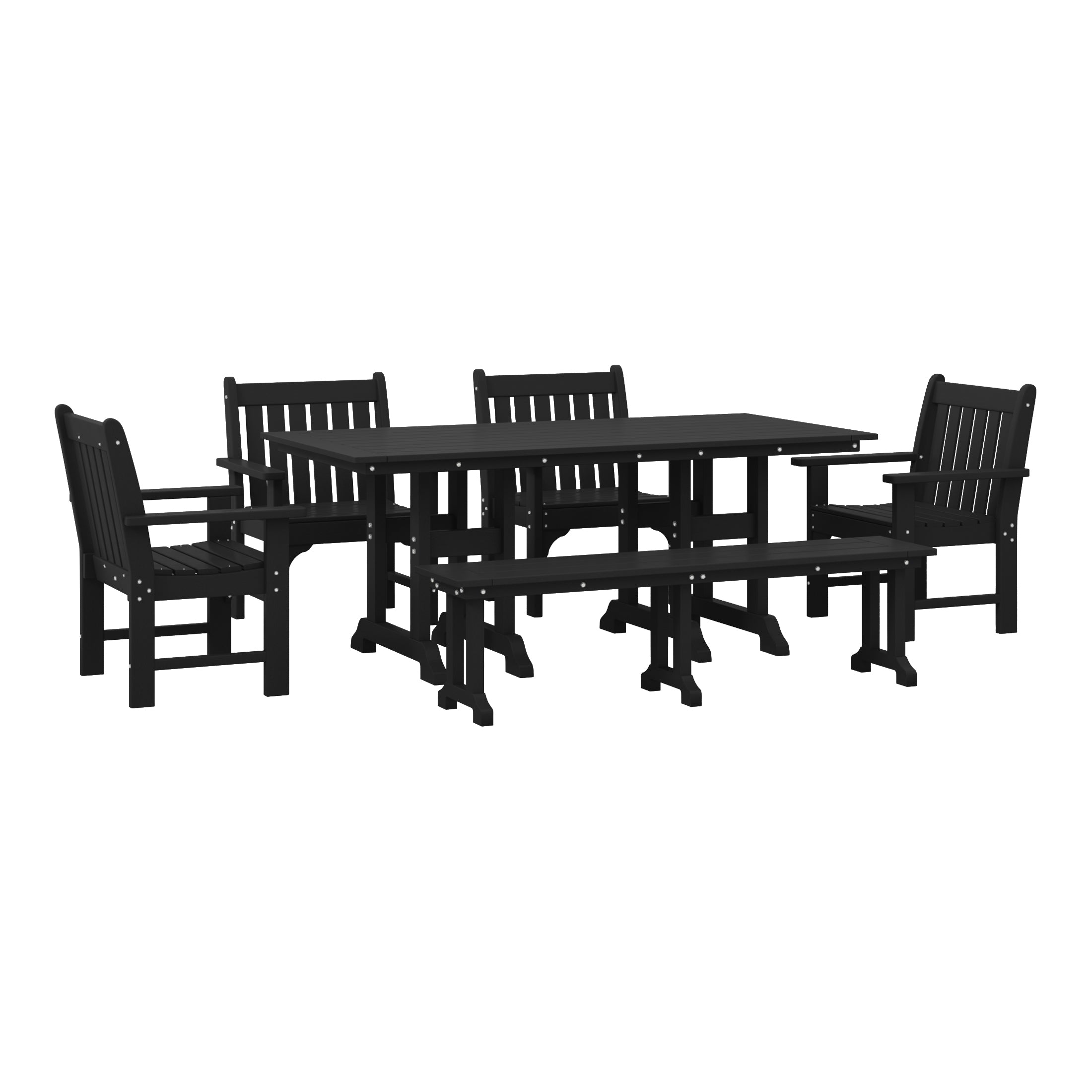 Paradise 6-Piece HDPE Outdoor Rectangle Dining Patio Table and Chairs Set