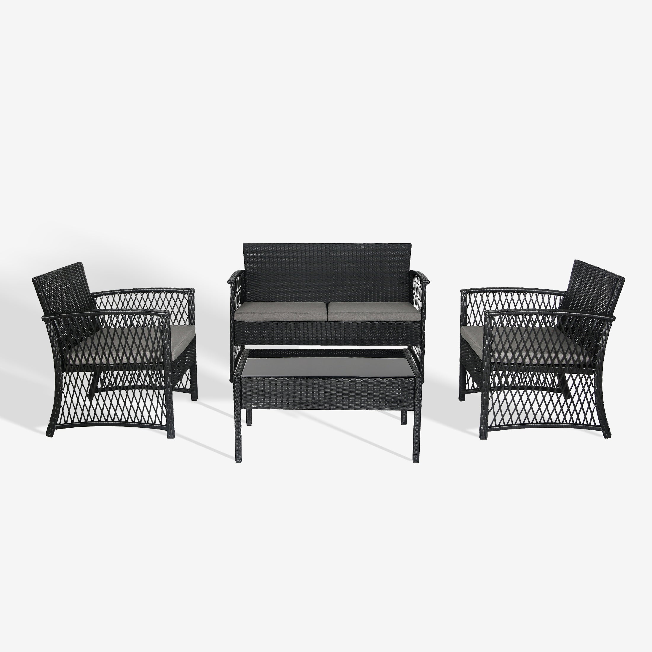 Estela 4-Piece Outdoor Patio Wicker Conversation Set