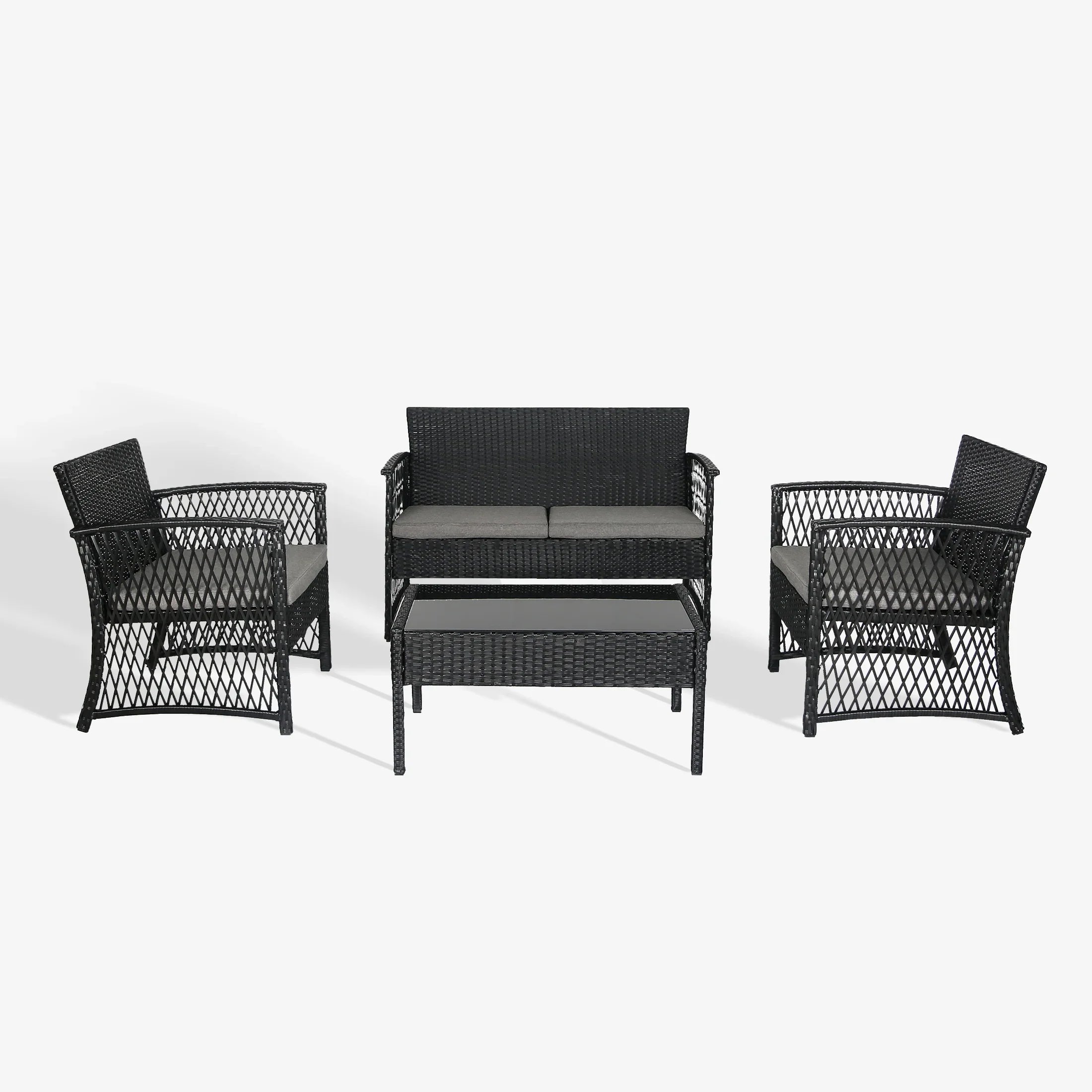 Estela 4-Piece Outdoor Patio Wicker Conversation Set