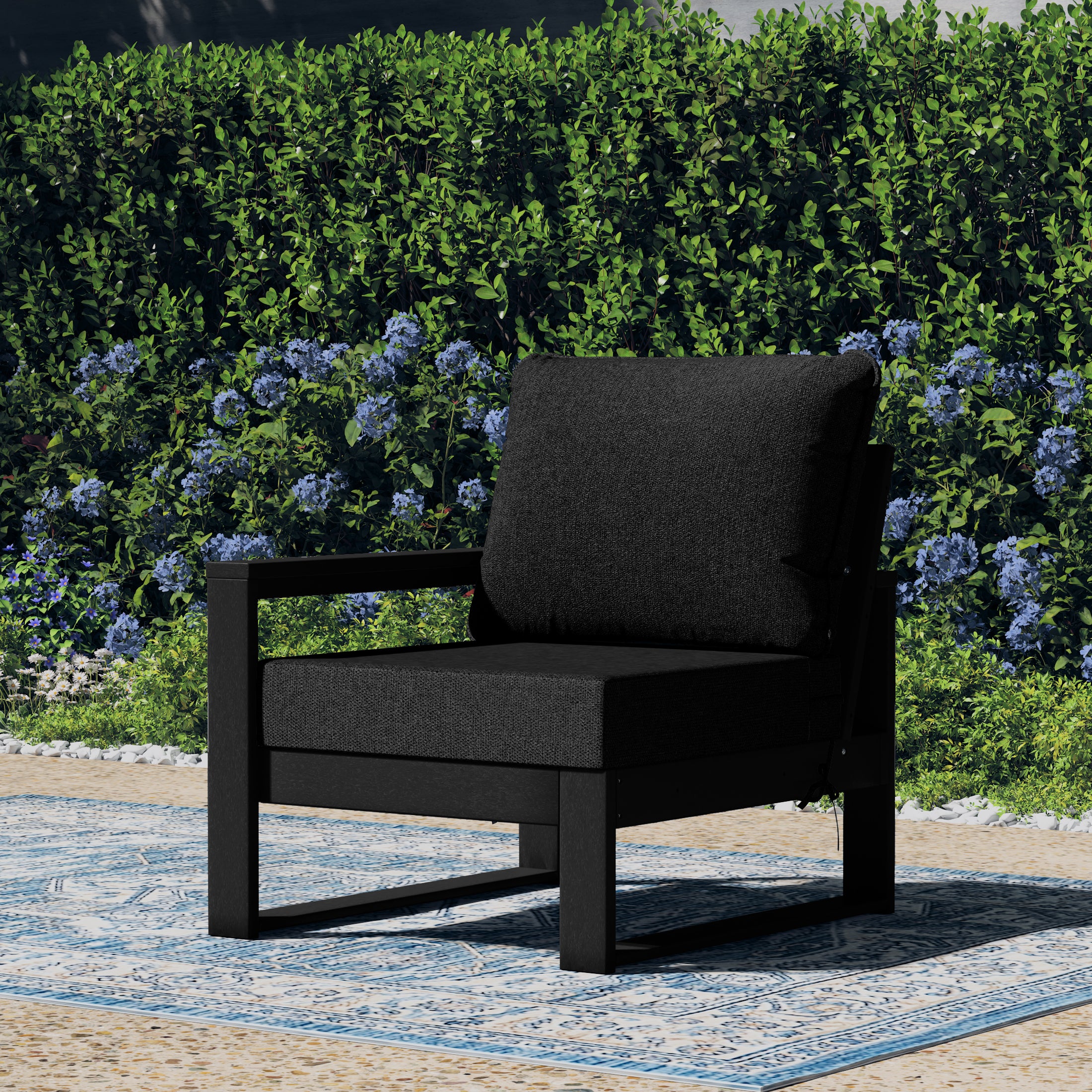 Rockaway Outdoor HDPE Left Arm Sectional Patio Corner Club Chair with Patio Cushions