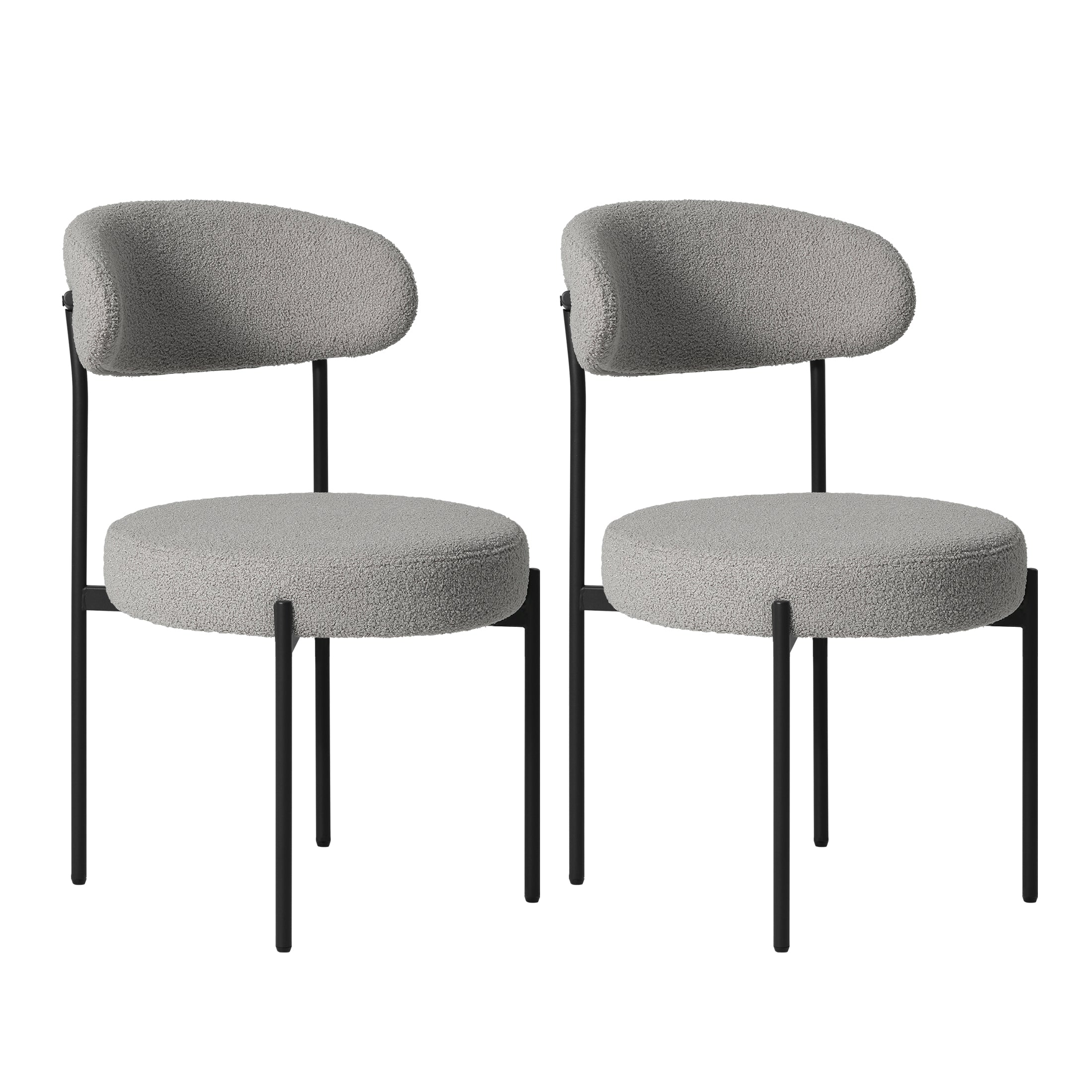 Celine Mid-Century Modern Upholstered Sherpa Round Dining Chairs (Set of 2)