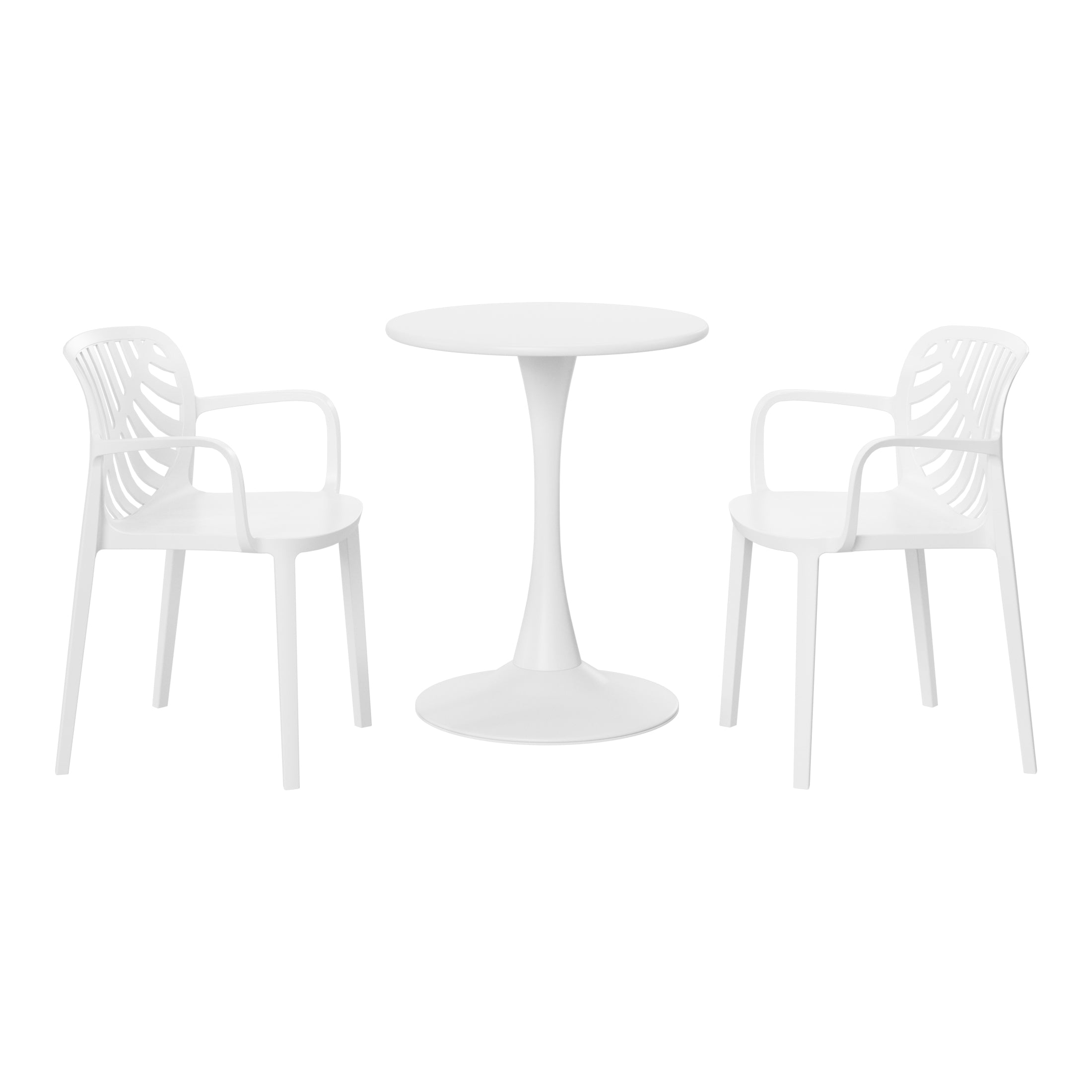Sunshine 3-Piece Outdoor Indoor Metal Patio Dining Table Set With Stackable Patio Chairs