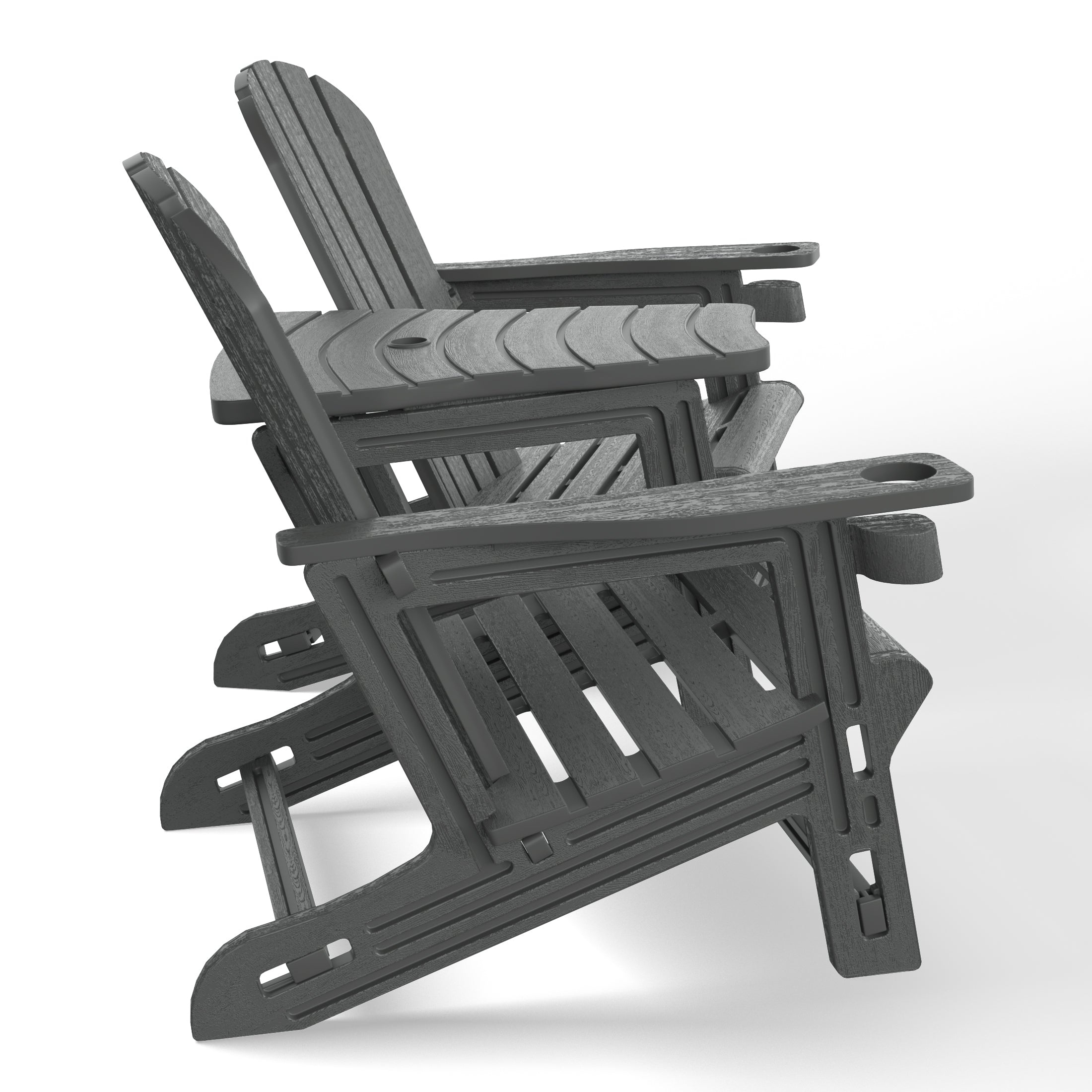 Cayman Outdoor HDPE Adirondack Chairs With Connecting Table Tray (Set of 2)