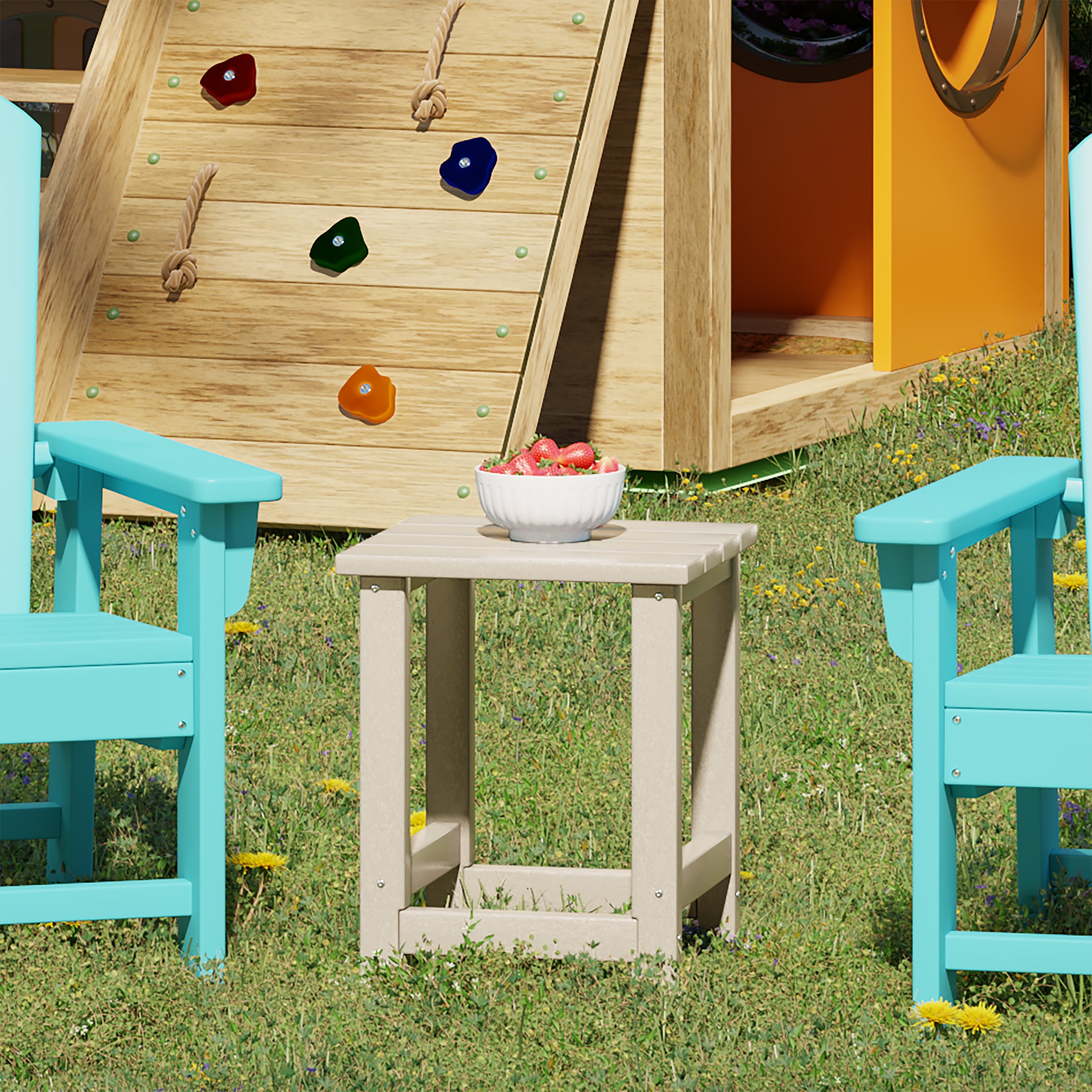 Paradise Kids Outdoor Patio Furniture HDPE Adirondack Square Side Table