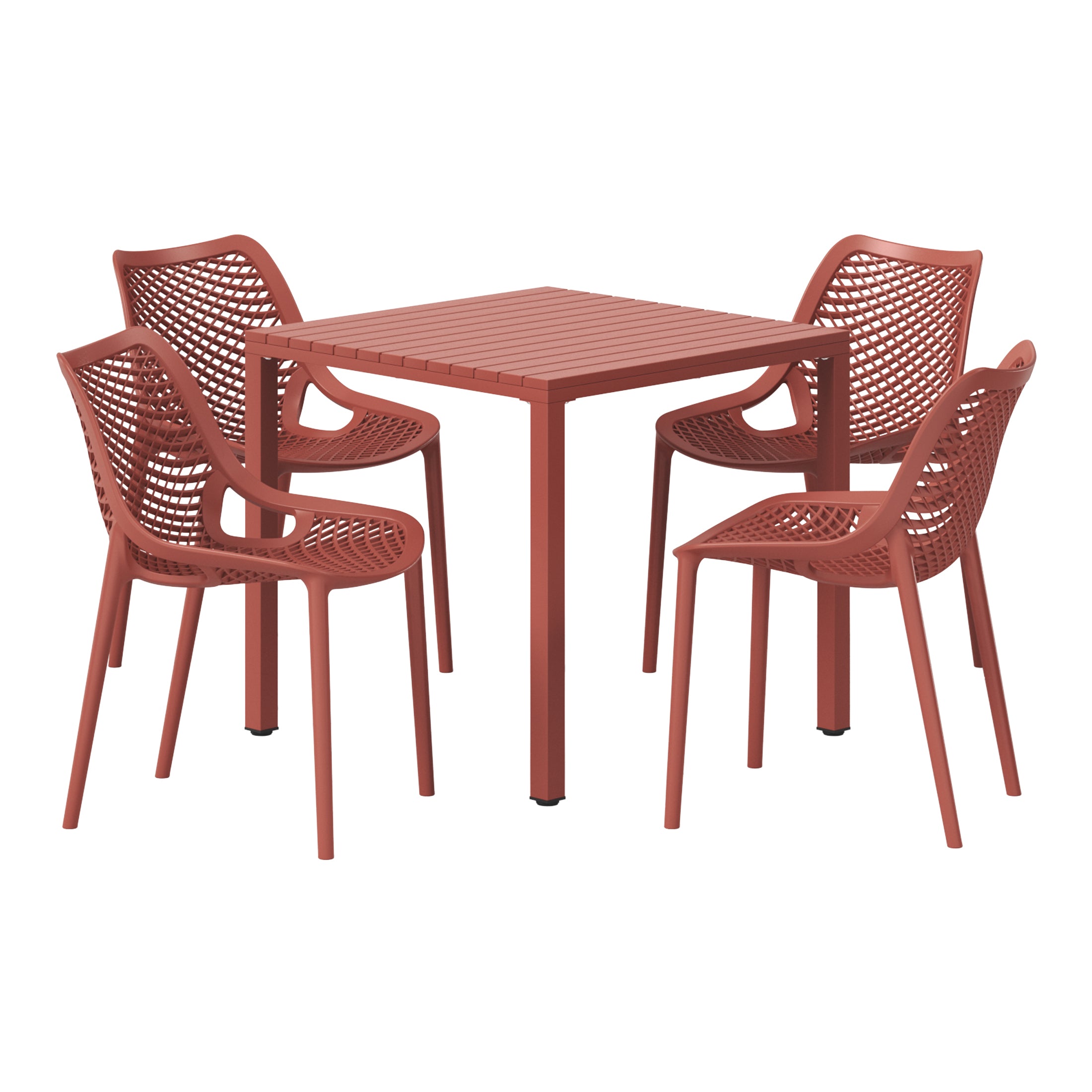 Sunshine 5-Piece Outdoor Patio Metal Frame Dining Table Set with Stackable Patio Dining Chairs