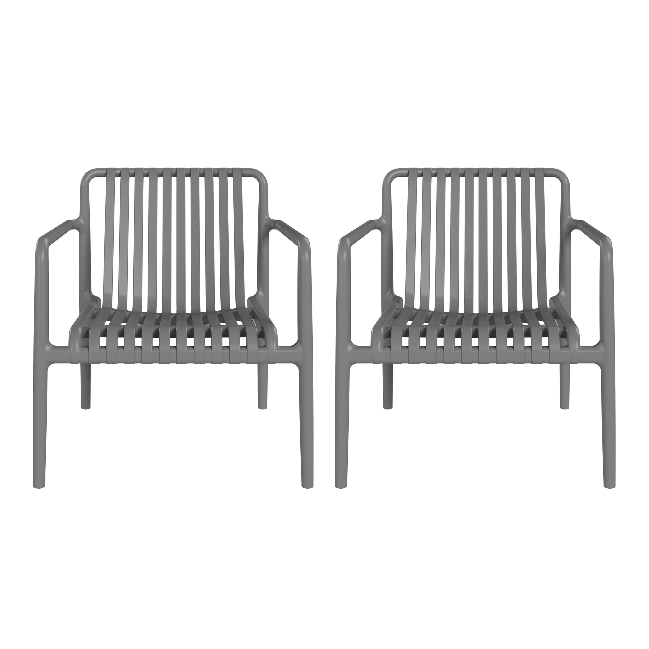 Sunshine Outdoor Modern Stackable Plastic Patio Club Armchairs (Set of 2)
