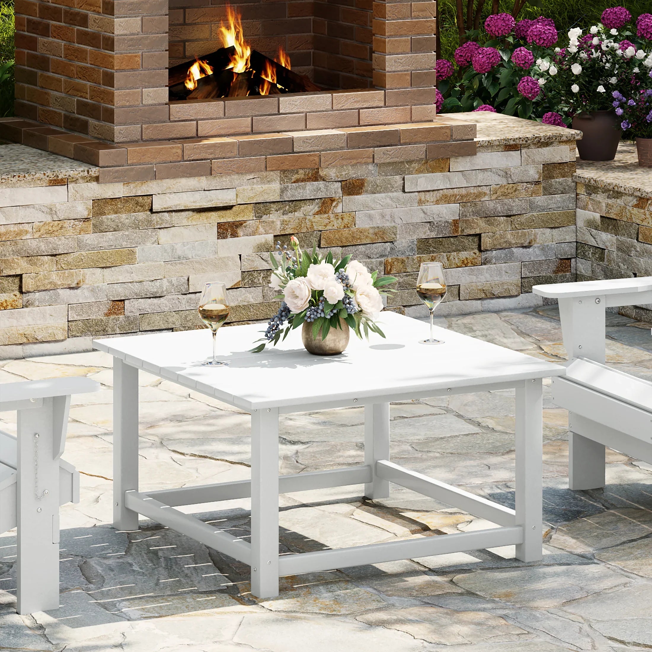 Paradise Low Outdoor HDPE Square Patio Coffee Table