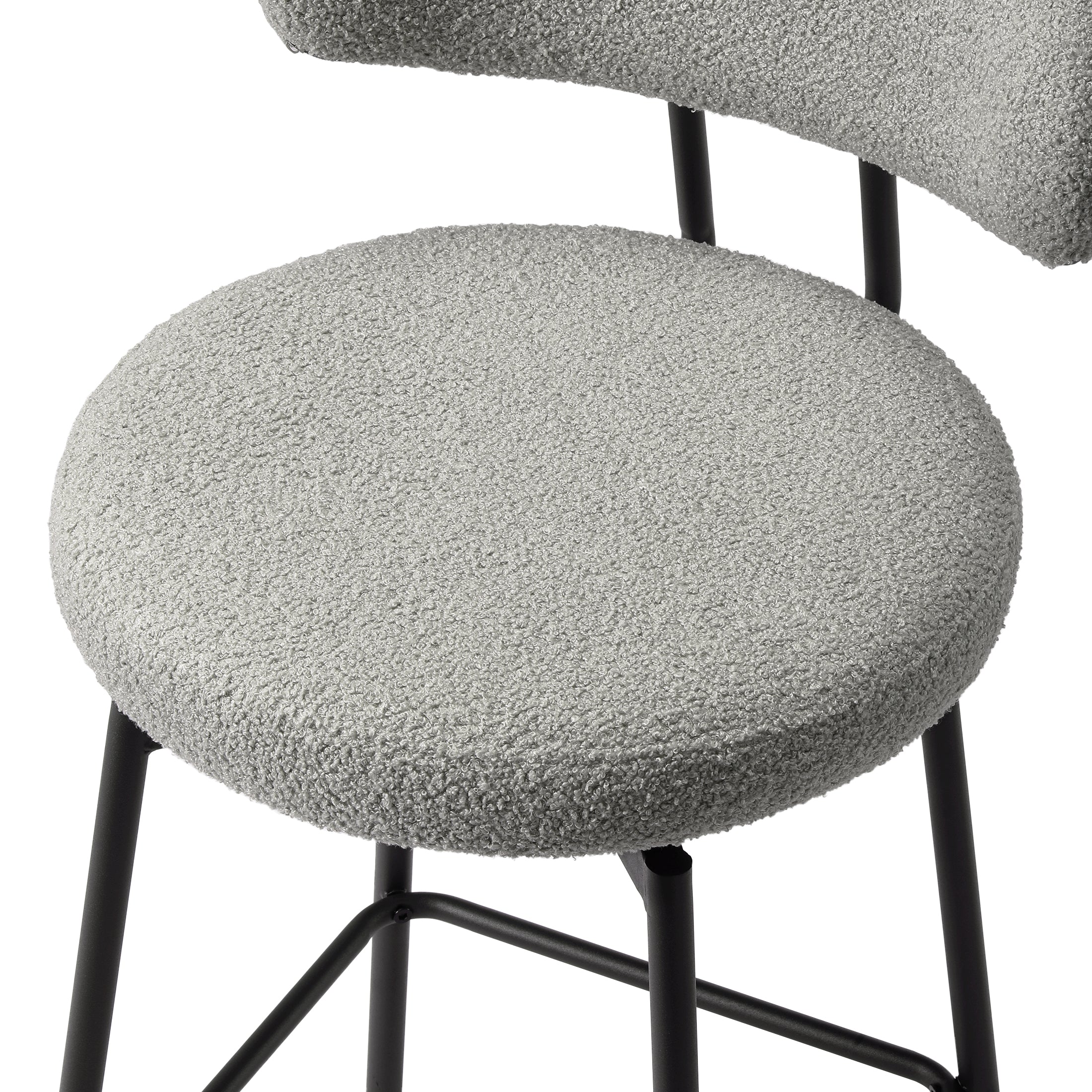 Celine Modern Upholstered Sherpa Fabric Counter Height Bar Stools with Back (Set of 2)