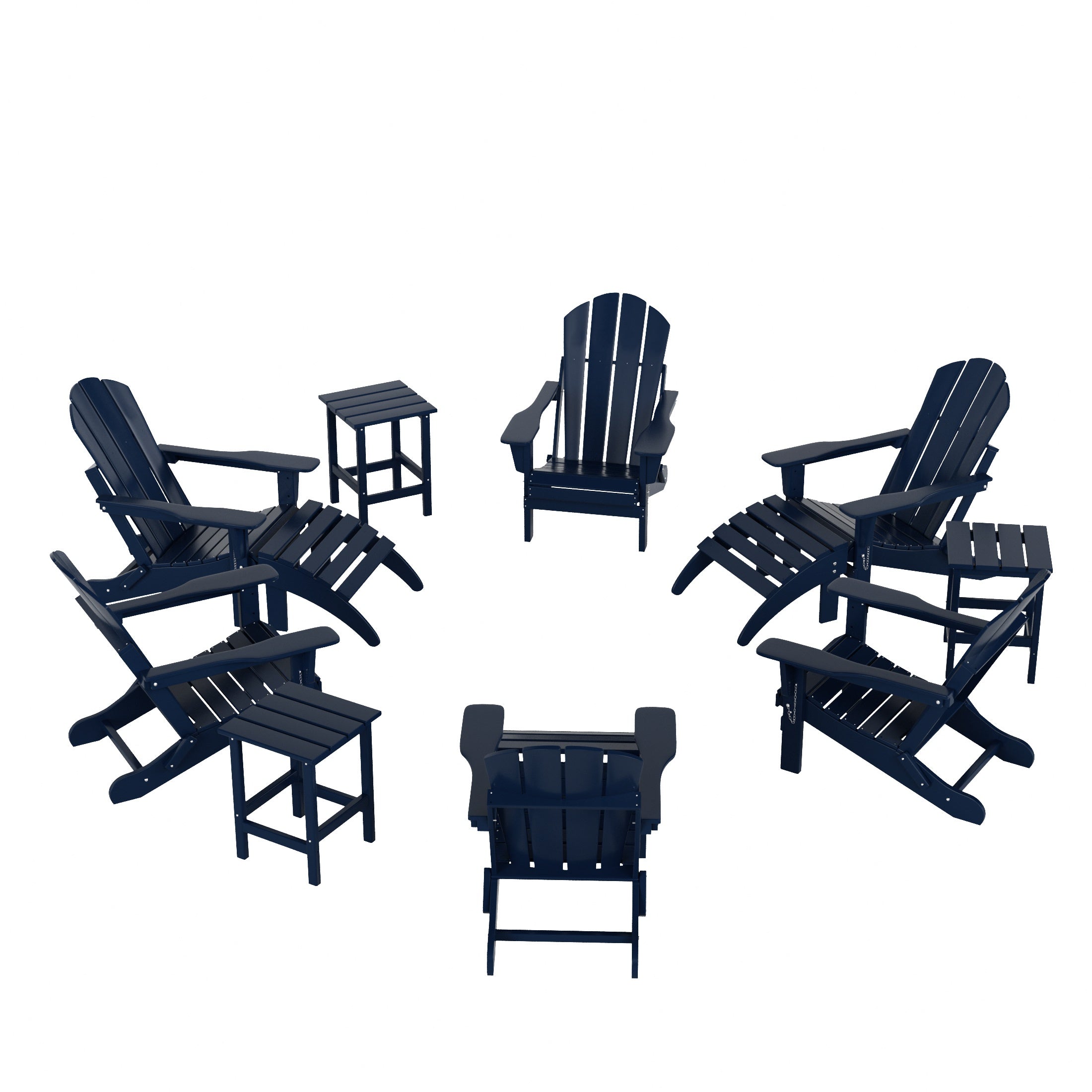 Paradise 12-Piece Outdoor Folding Poly Adirondack Chair With Ottoman And Side Table