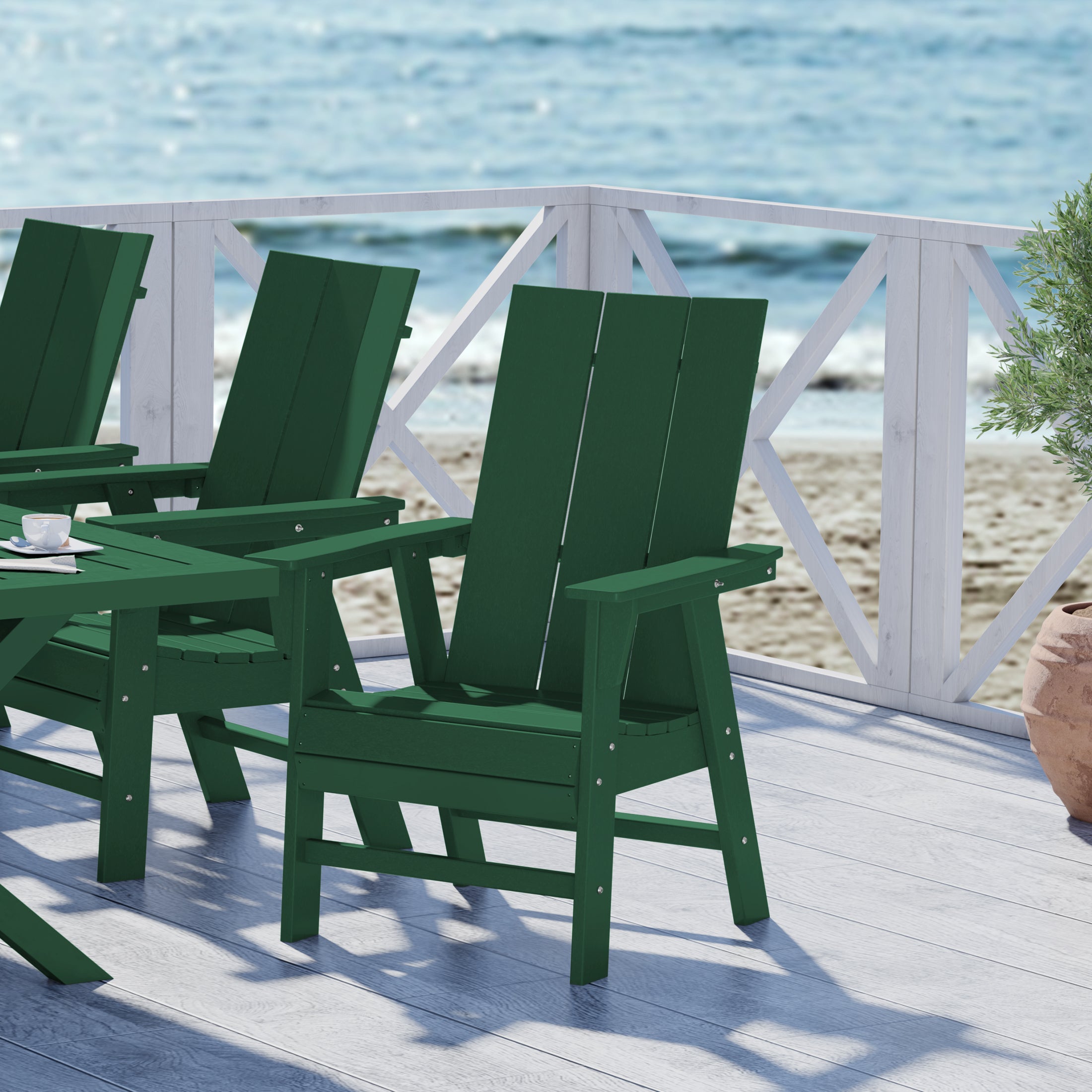 Palms Outdoor Patio HDPE Plastic Modern Adirondack Dining Chair